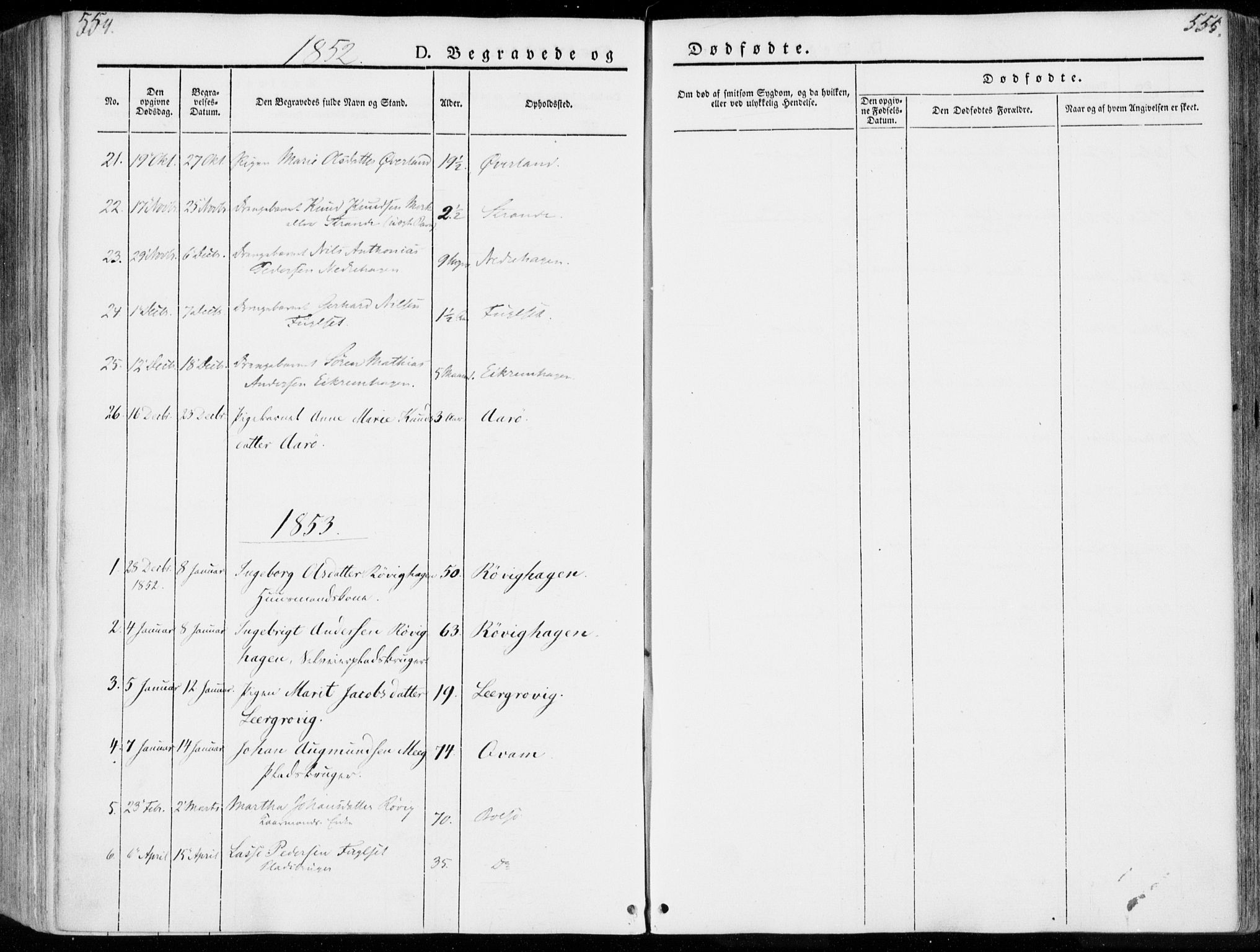 Ministerialprotokoller, klokkerbøker og fødselsregistre - Møre og Romsdal, SAT/A-1454/555/L0653: Parish register (official) no. 555A04, 1843-1869, p. 554-555
