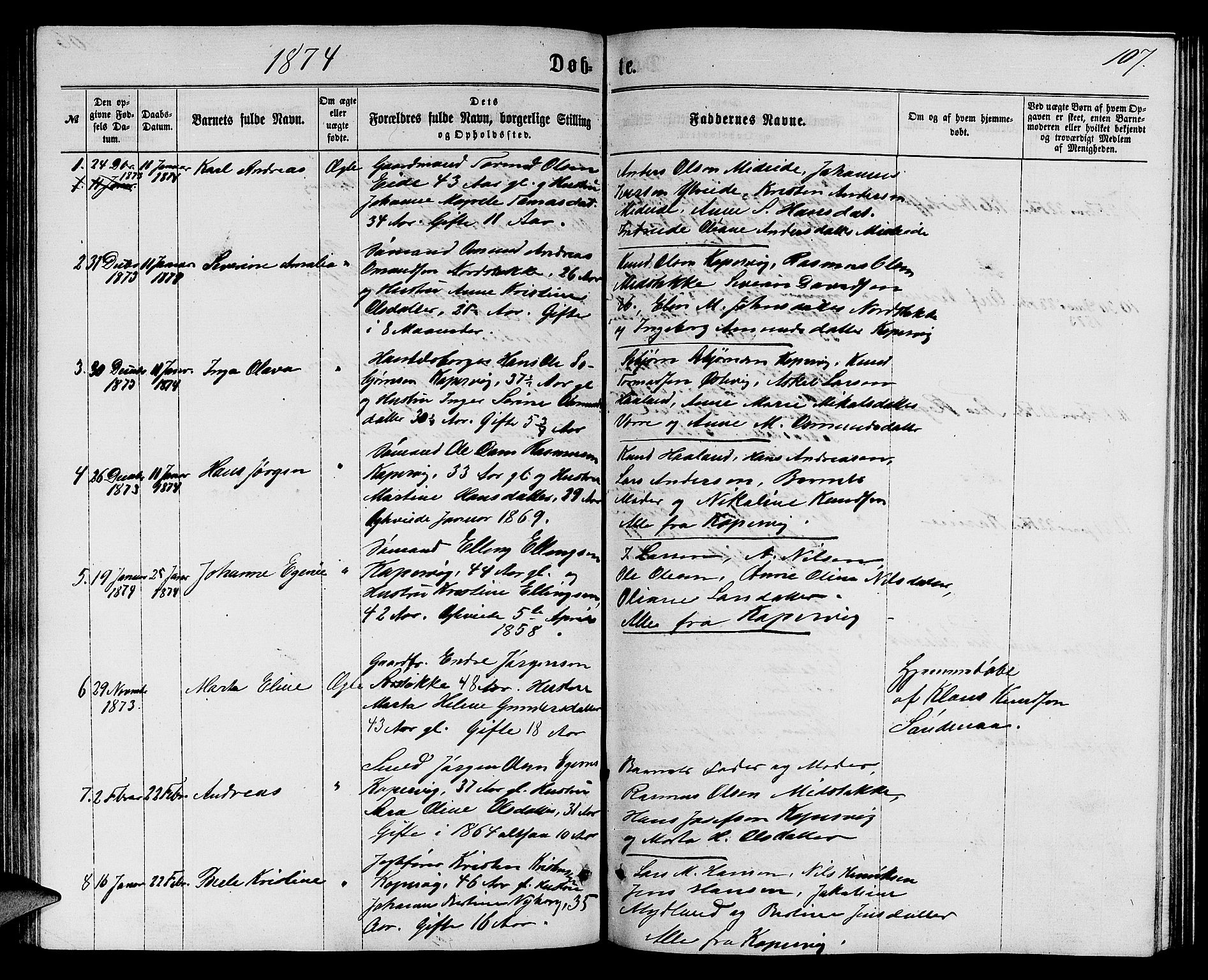 Avaldsnes sokneprestkontor, SAST/A -101851/H/Ha/Hab/L0004: Parish register (copy) no. B 4, 1861-1876, p. 107