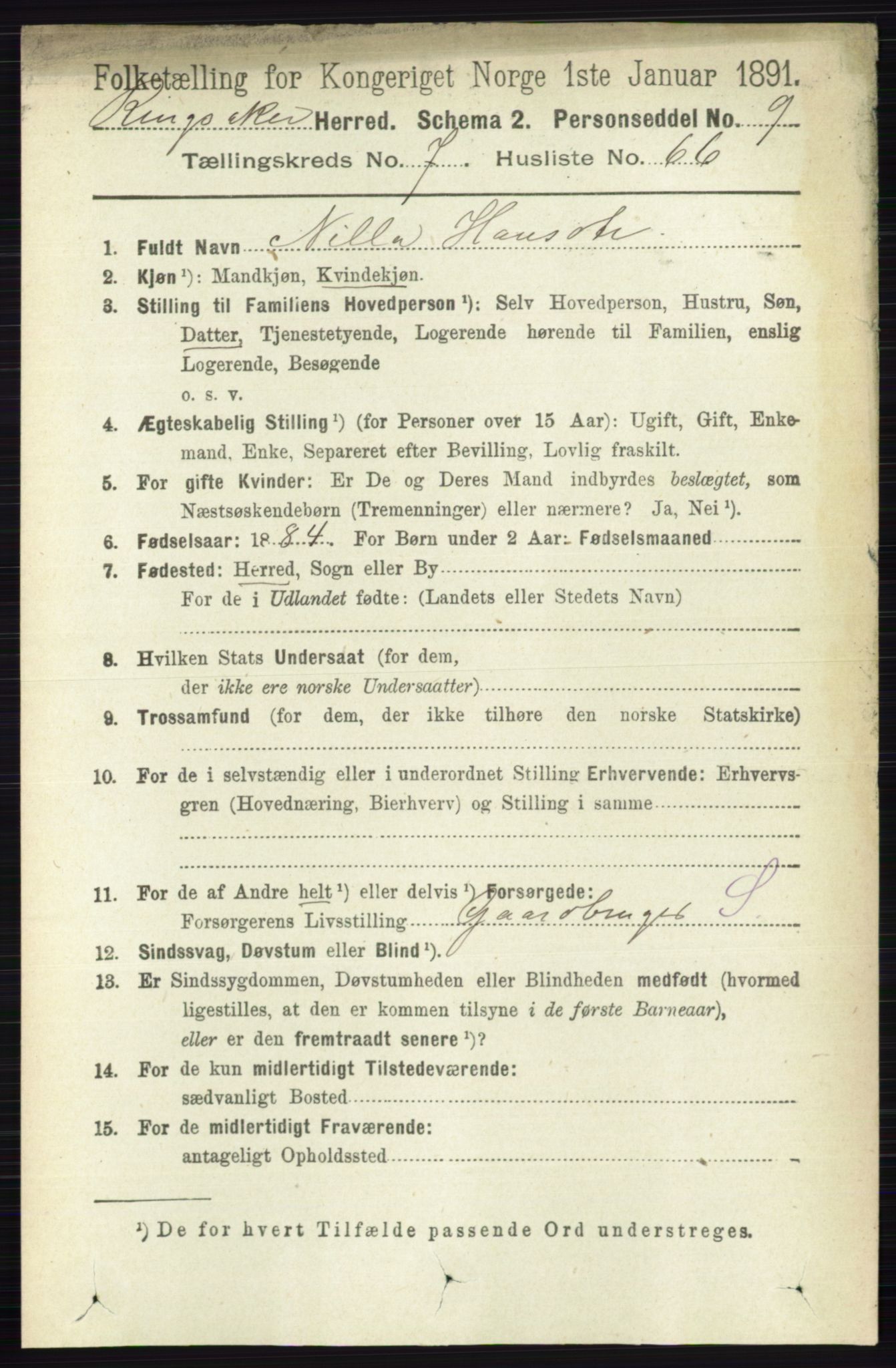 RA, 1891 census for 0412 Ringsaker, 1891, p. 4331