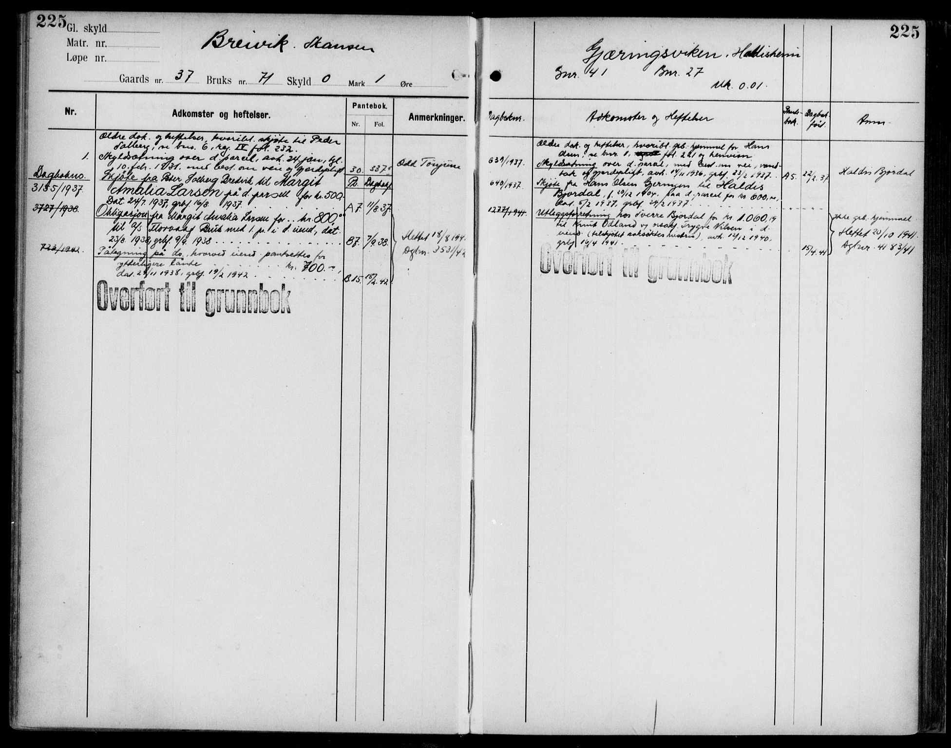 Midhordland sorenskriveri, AV/SAB-A-3001/1/G/Ga/Gab/L0109: Mortgage register no. II.A.b.109, p. 225