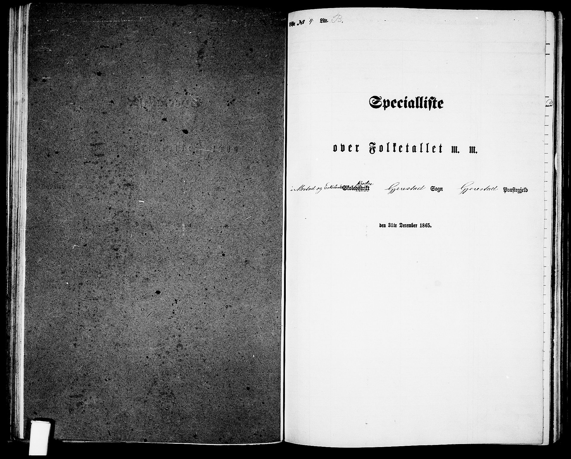 RA, 1865 census for Gjerstad, 1865, p. 75