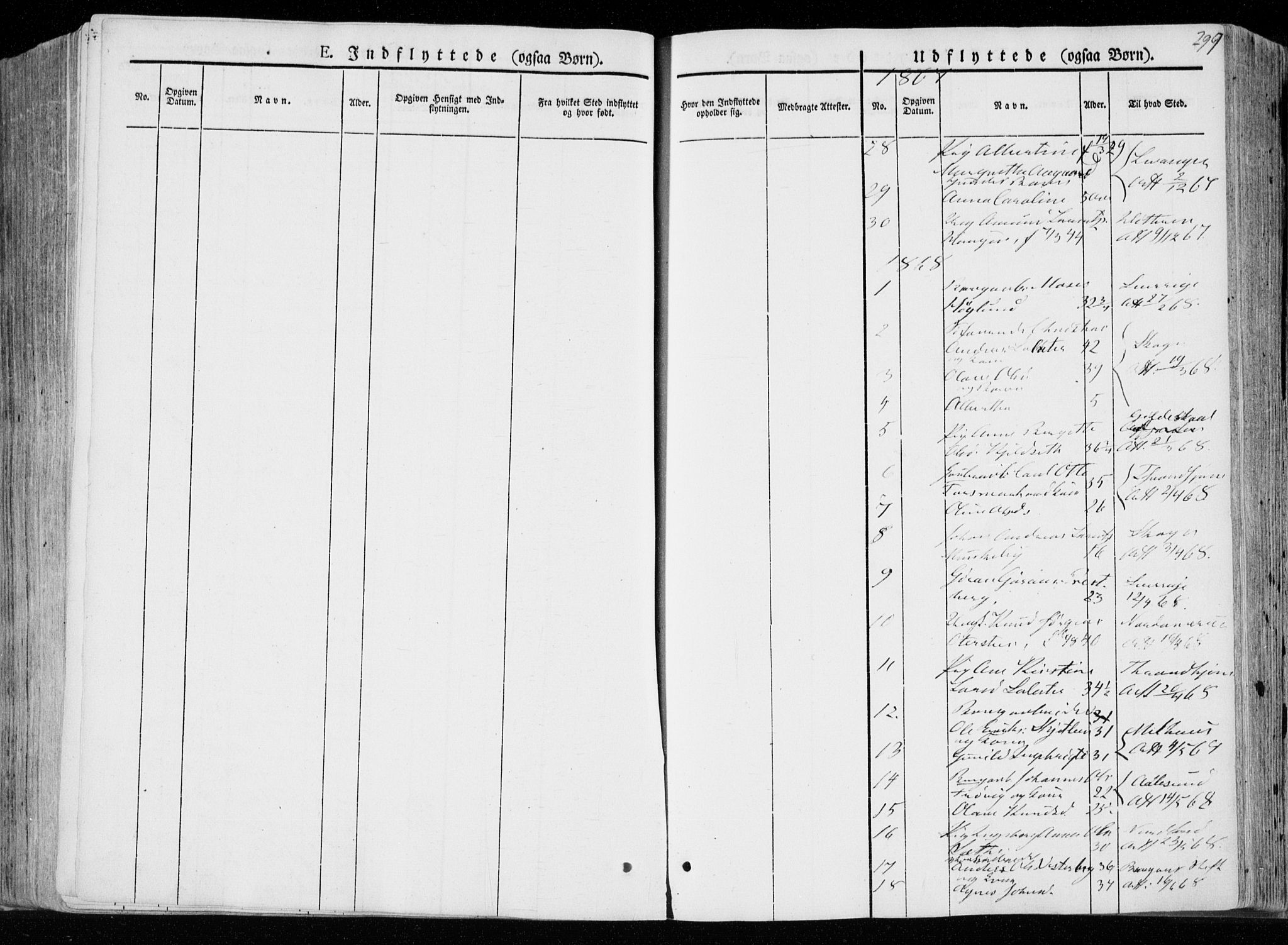 Ministerialprotokoller, klokkerbøker og fødselsregistre - Nord-Trøndelag, AV/SAT-A-1458/722/L0218: Parish register (official) no. 722A05, 1843-1868, p. 299