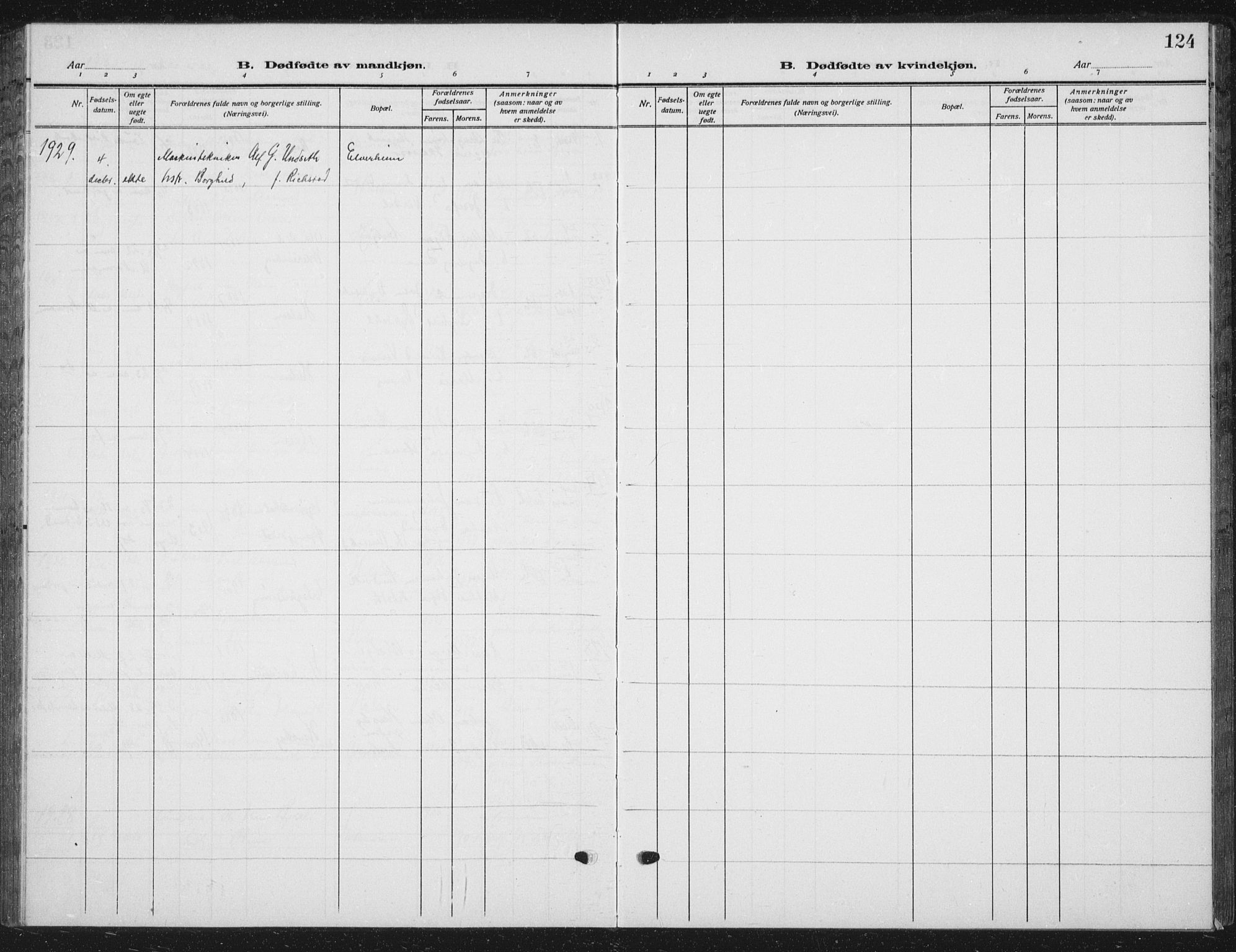 Ministerialprotokoller, klokkerbøker og fødselsregistre - Nord-Trøndelag, SAT/A-1458/709/L0088: Parish register (copy) no. 709C02, 1914-1934, p. 124