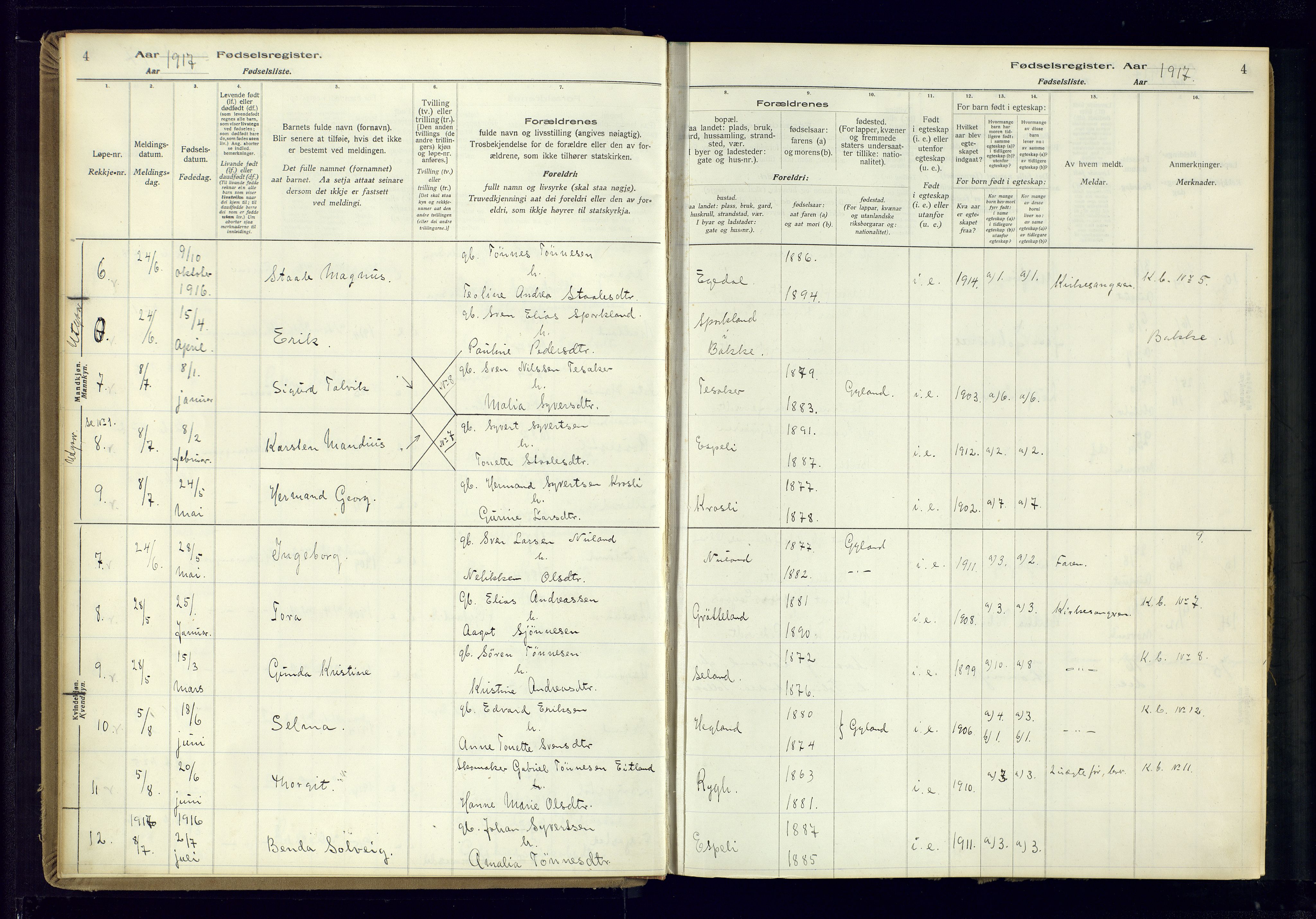 Bakke sokneprestkontor, SAK/1111-0002/J/Ja/L0002: Birth register no. A-VI-19, 1916-1982, p. 4