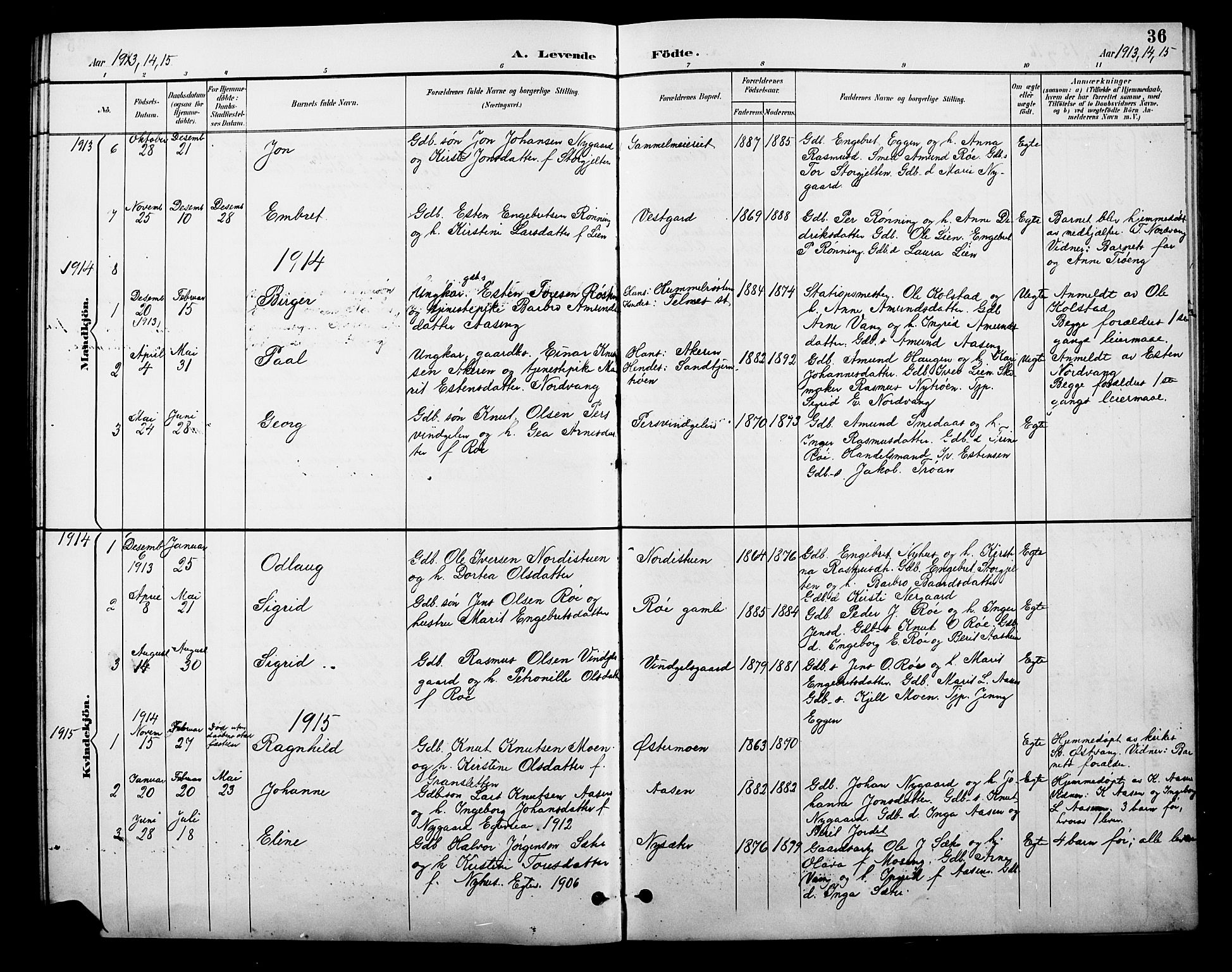 Tolga prestekontor, AV/SAH-PREST-062/L/L0010: Parish register (copy) no. 10, 1894-1918, p. 36