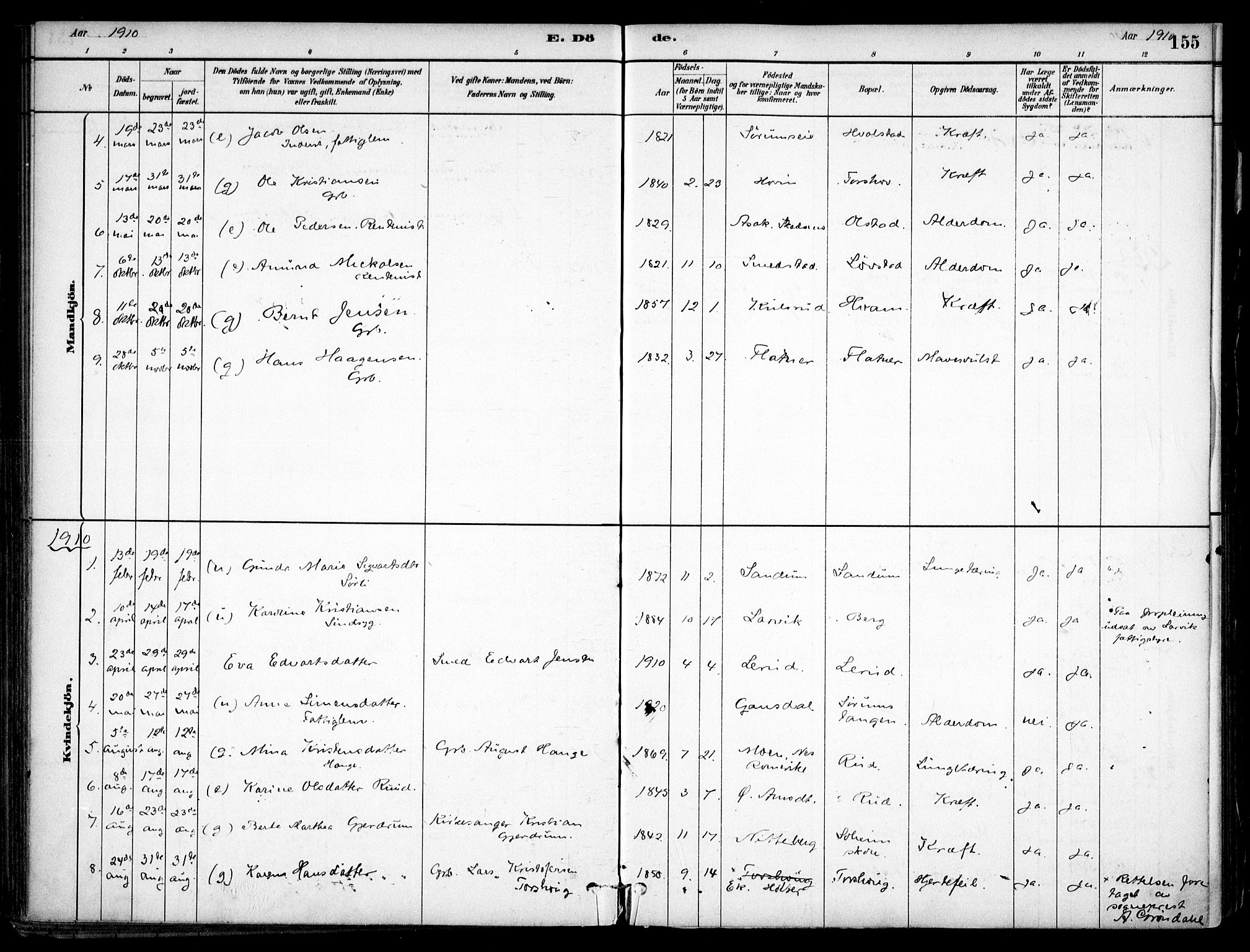 Gjerdrum prestekontor Kirkebøker, SAO/A-10412b/F/Fa/L0009: Parish register (official) no. I 9, 1881-1916, p. 155