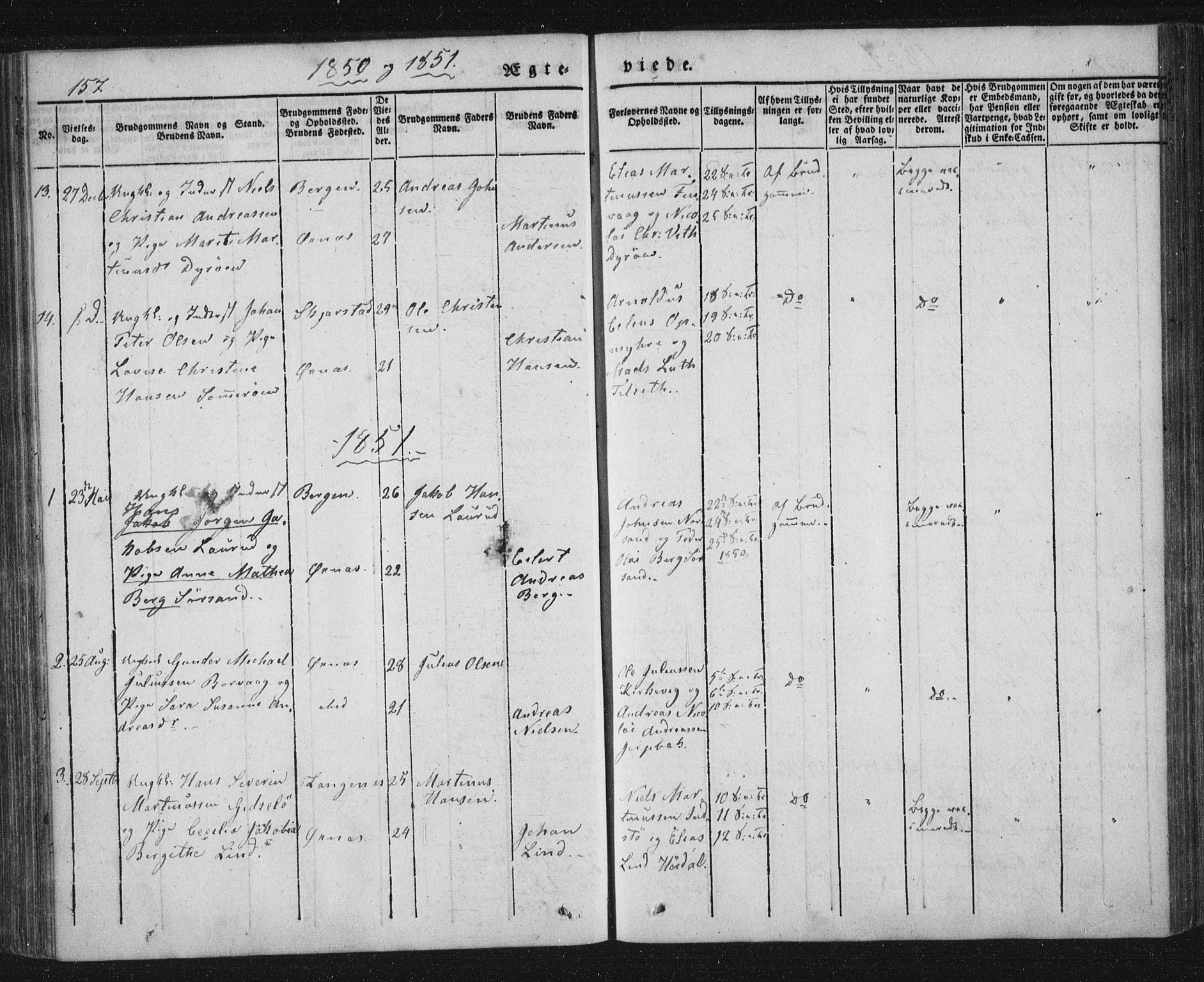 Ministerialprotokoller, klokkerbøker og fødselsregistre - Nordland, AV/SAT-A-1459/893/L1332: Parish register (official) no. 893A05, 1841-1858, p. 157