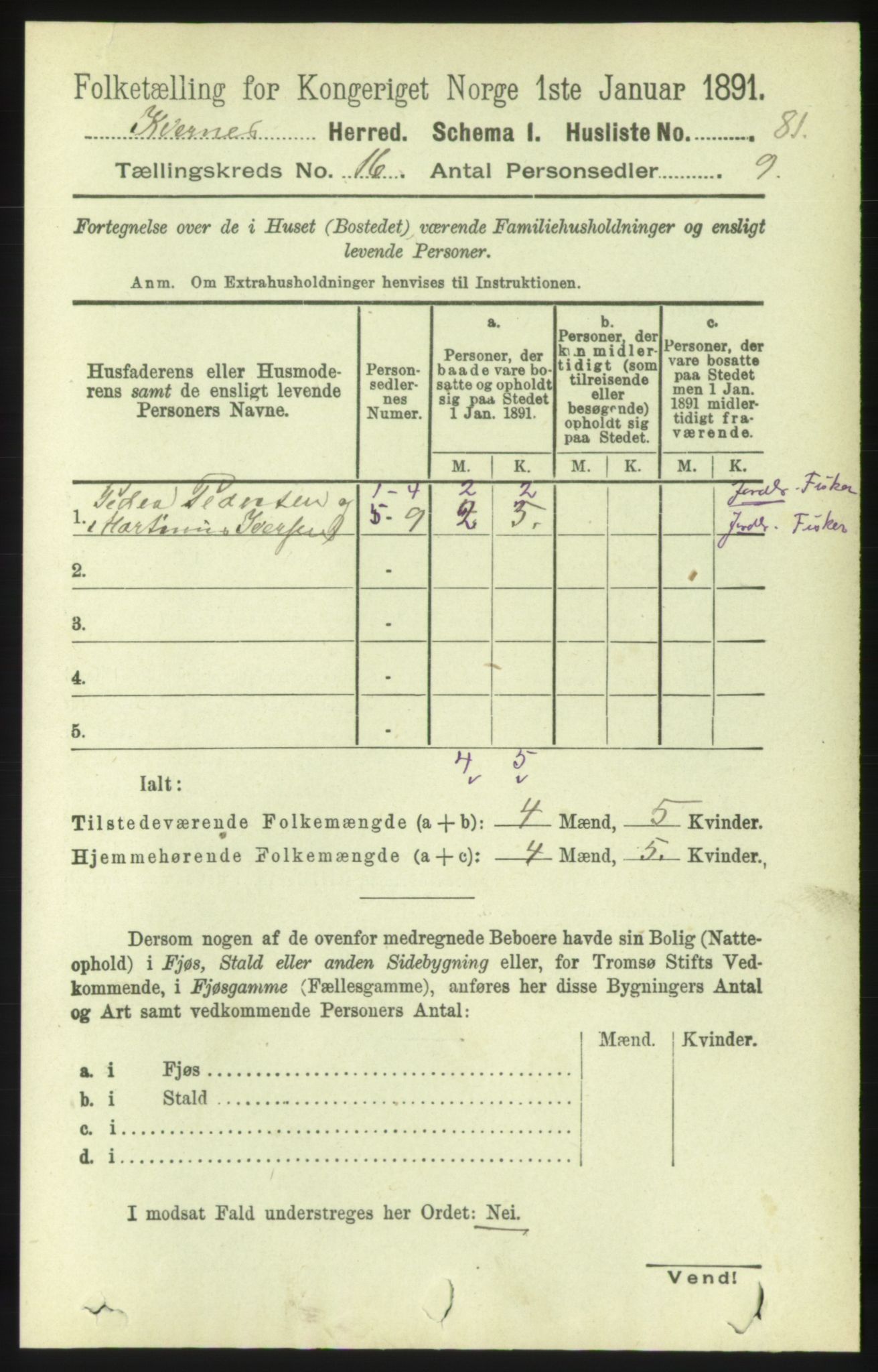 RA, 1891 census for 1553 Kvernes, 1891, p. 6436