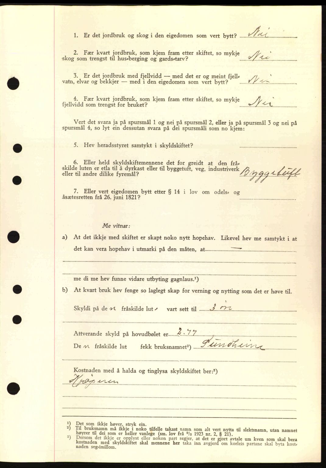 Nordre Sunnmøre sorenskriveri, AV/SAT-A-0006/1/2/2C/2Ca: Mortgage book no. A13, 1942-1942, Diary no: : 987/1942