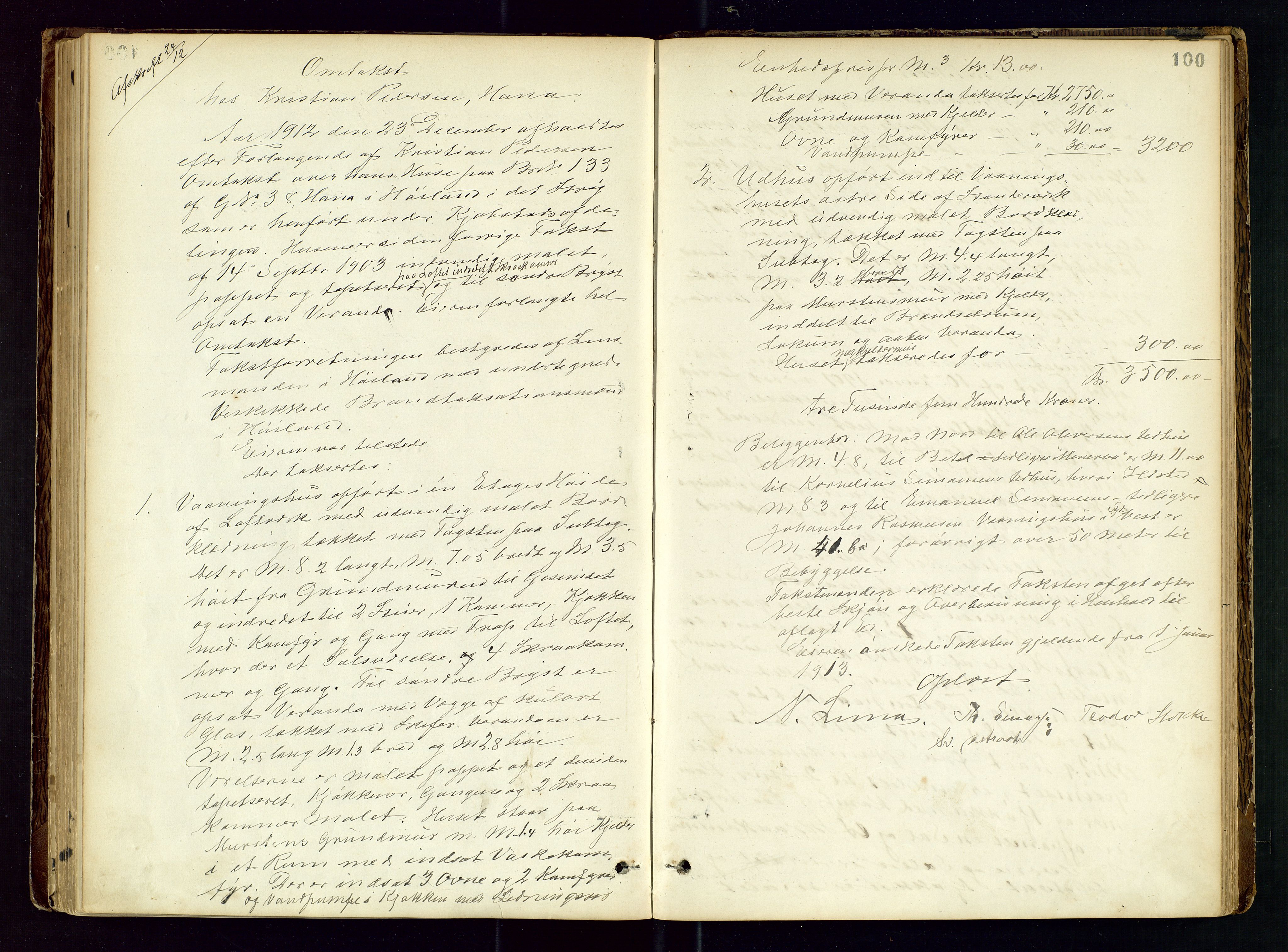 Høyland/Sandnes lensmannskontor, AV/SAST-A-100166/Goa/L0002: "Brandtaxtprotokol for Landafdelingen i Høiland", 1880-1917, p. 99b-100a