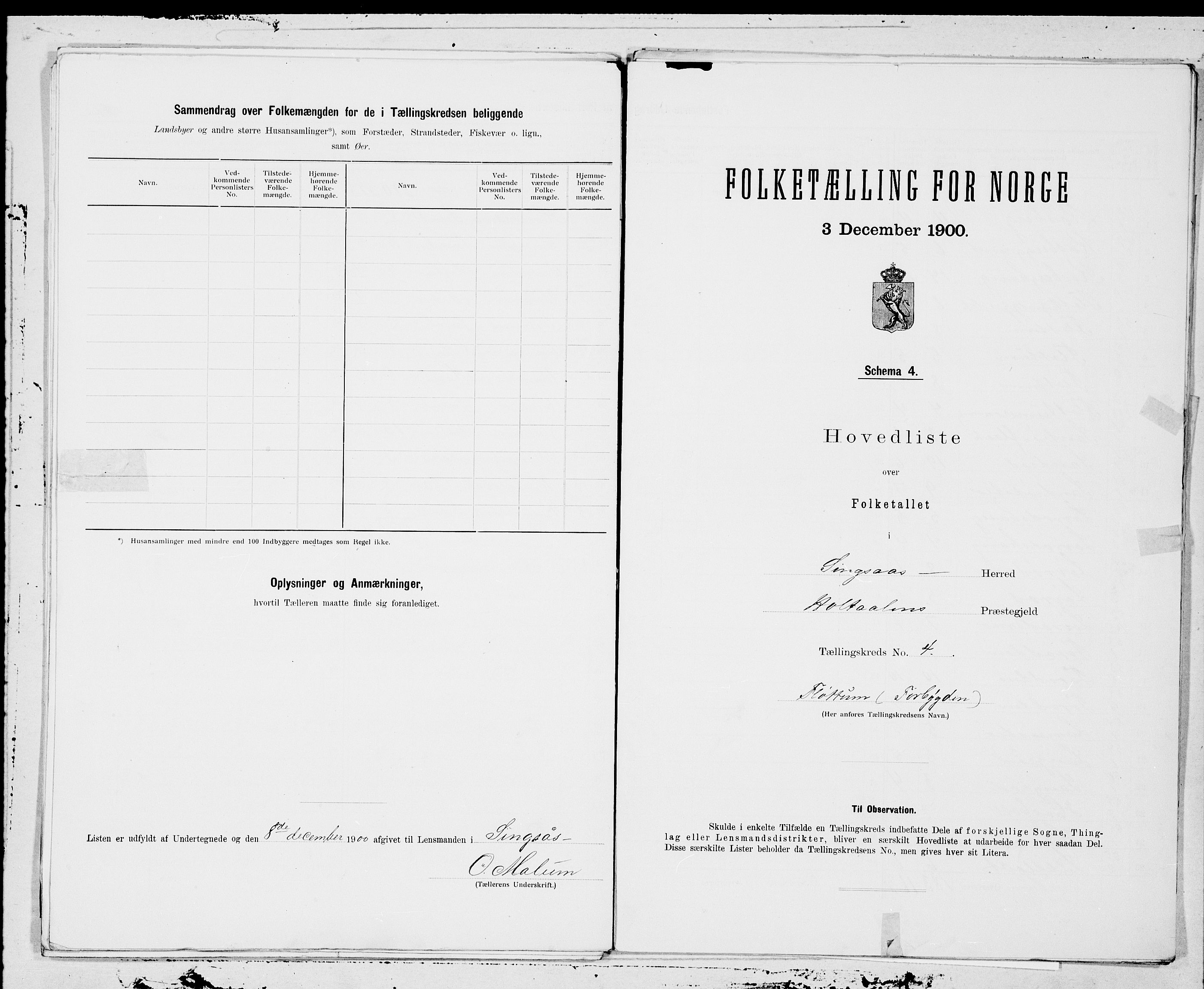 SAT, 1900 census for Singsås, 1900, p. 8