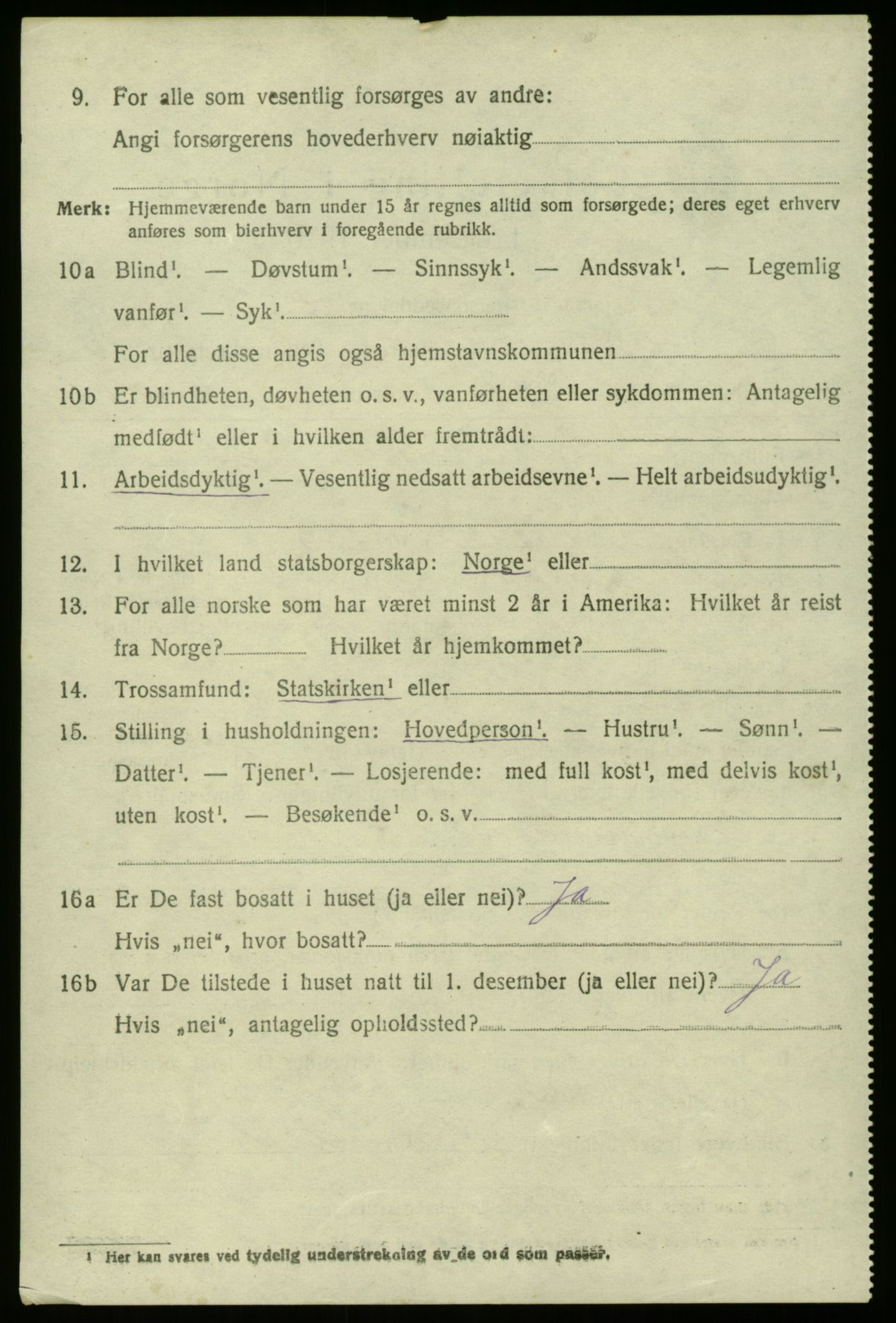 SAB, 1920 census for Gulen, 1920, p. 7166