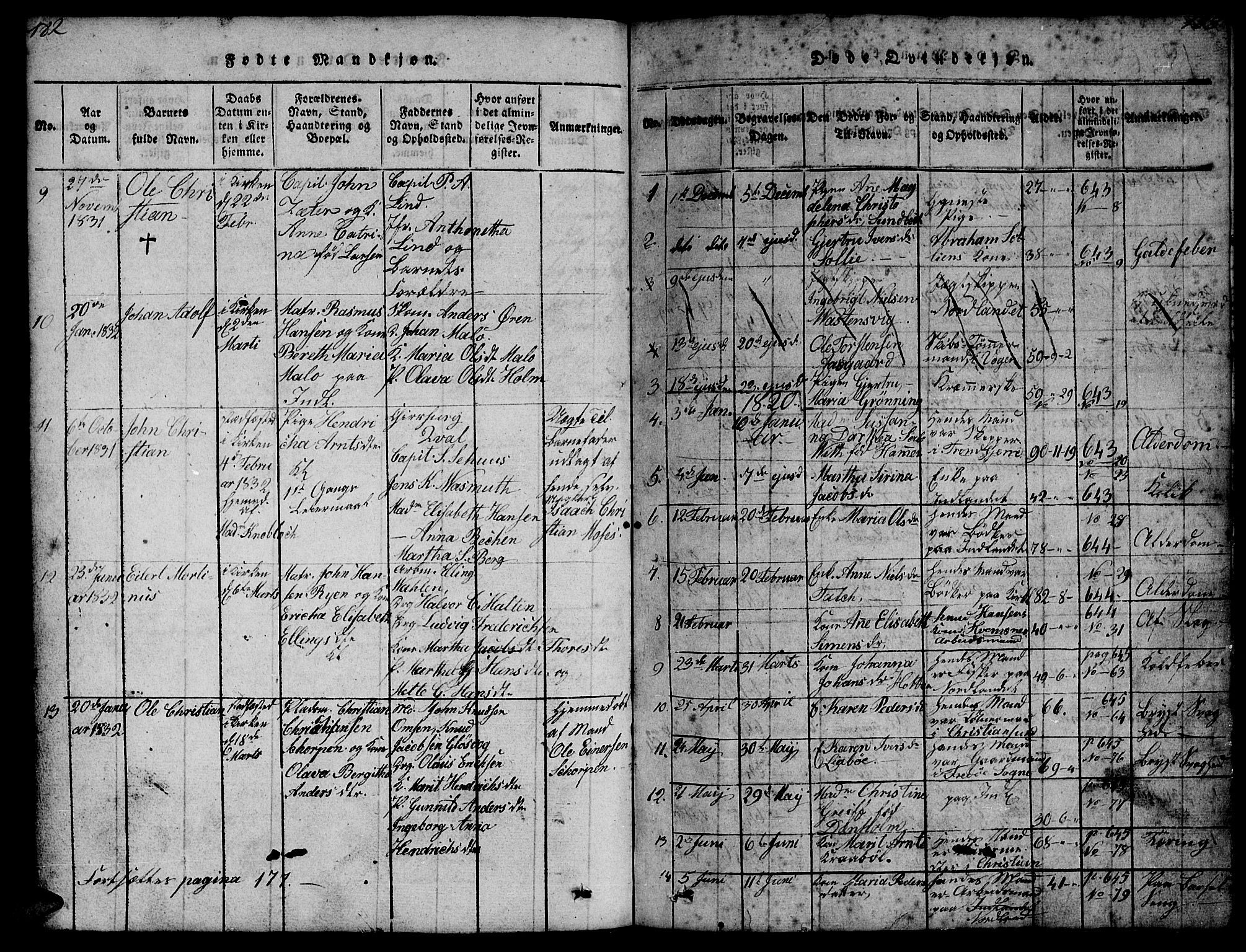 Ministerialprotokoller, klokkerbøker og fødselsregistre - Møre og Romsdal, SAT/A-1454/572/L0856: Parish register (copy) no. 572C01, 1819-1832, p. 182-183