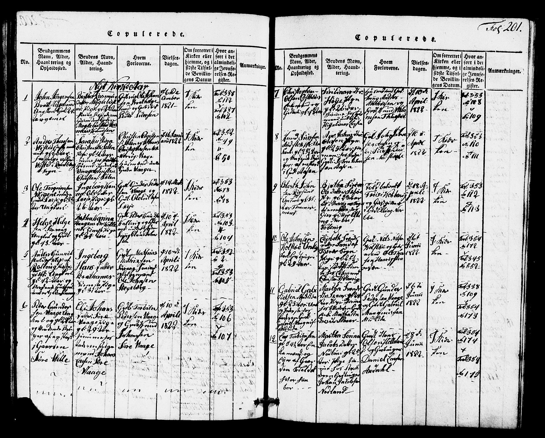 Avaldsnes sokneprestkontor, SAST/A -101851/H/Ha/Hab/L0001: Parish register (copy) no. B 1, 1816-1825, p. 201