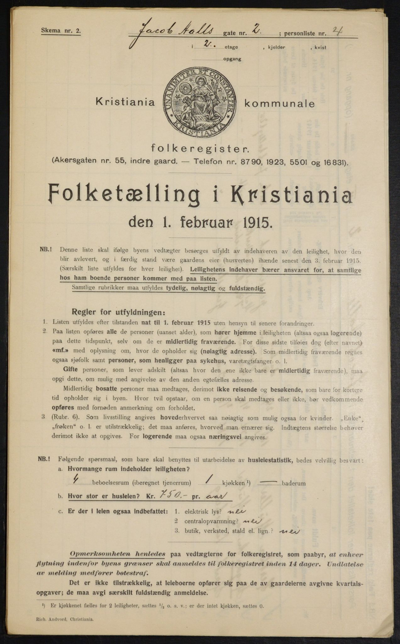 OBA, Municipal Census 1915 for Kristiania, 1915, p. 44178