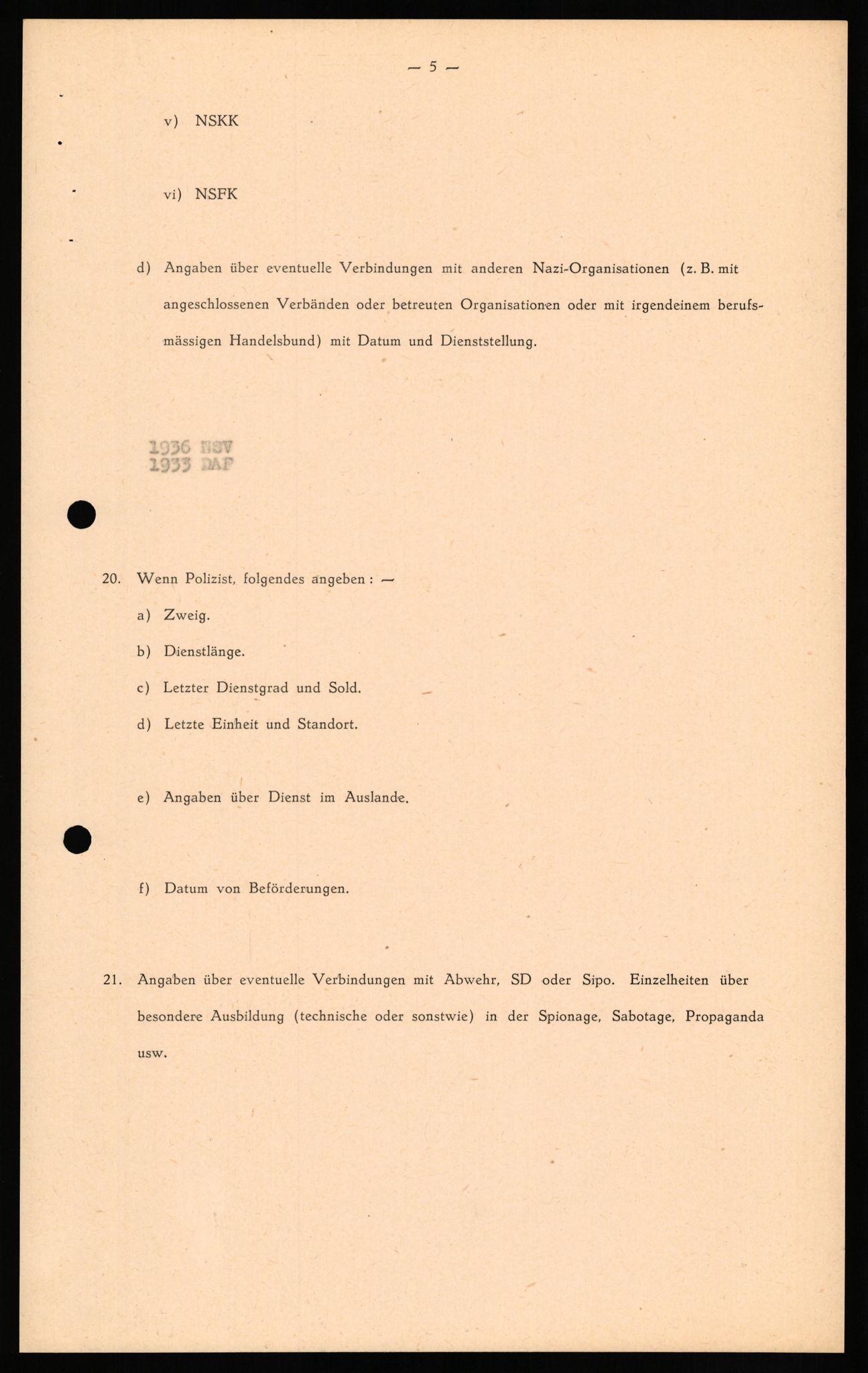 Forsvaret, Forsvarets overkommando II, AV/RA-RAFA-3915/D/Db/L0026: CI Questionaires. Tyske okkupasjonsstyrker i Norge. Tyskere., 1945-1946, p. 53