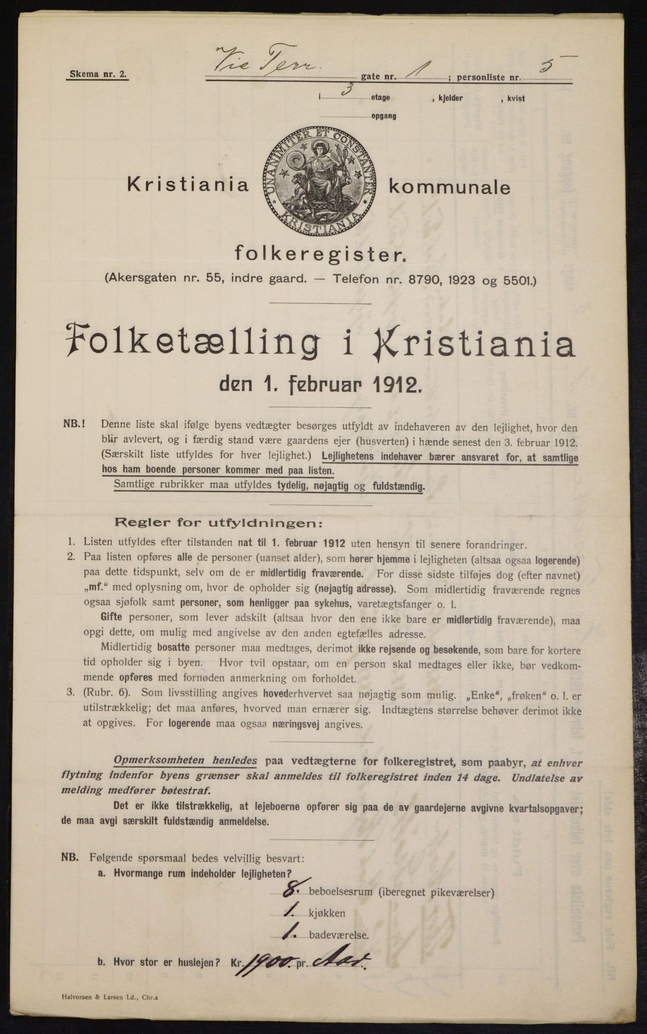 OBA, Municipal Census 1912 for Kristiania, 1912, p. 123439