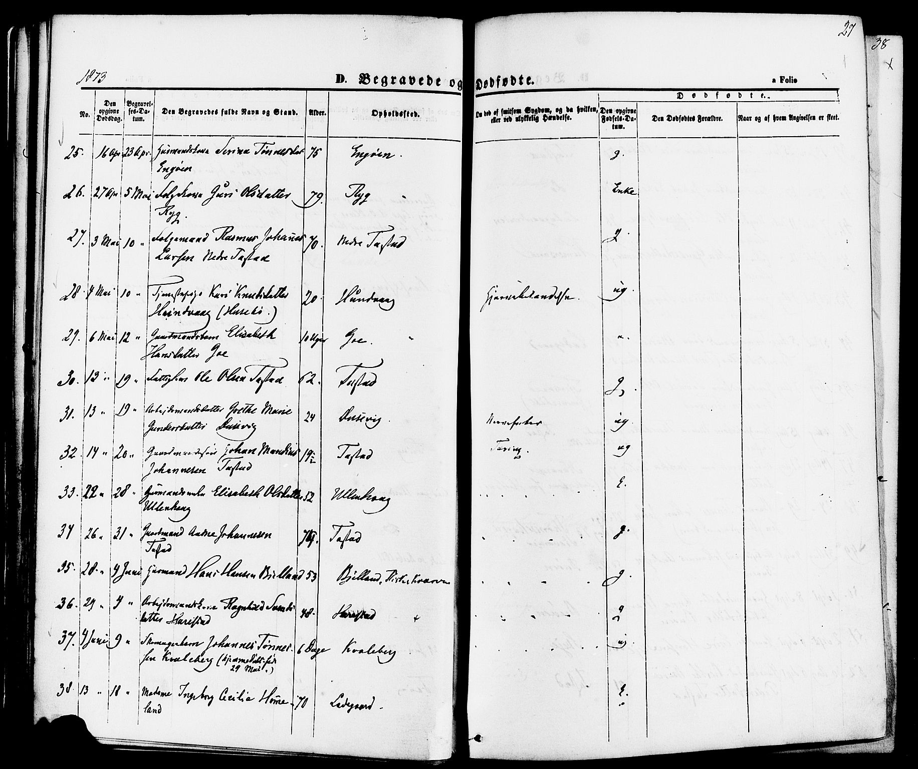 Hetland sokneprestkontor, AV/SAST-A-101826/30/30BA/L0006: Parish register (official) no. A 6, 1869-1884, p. 27