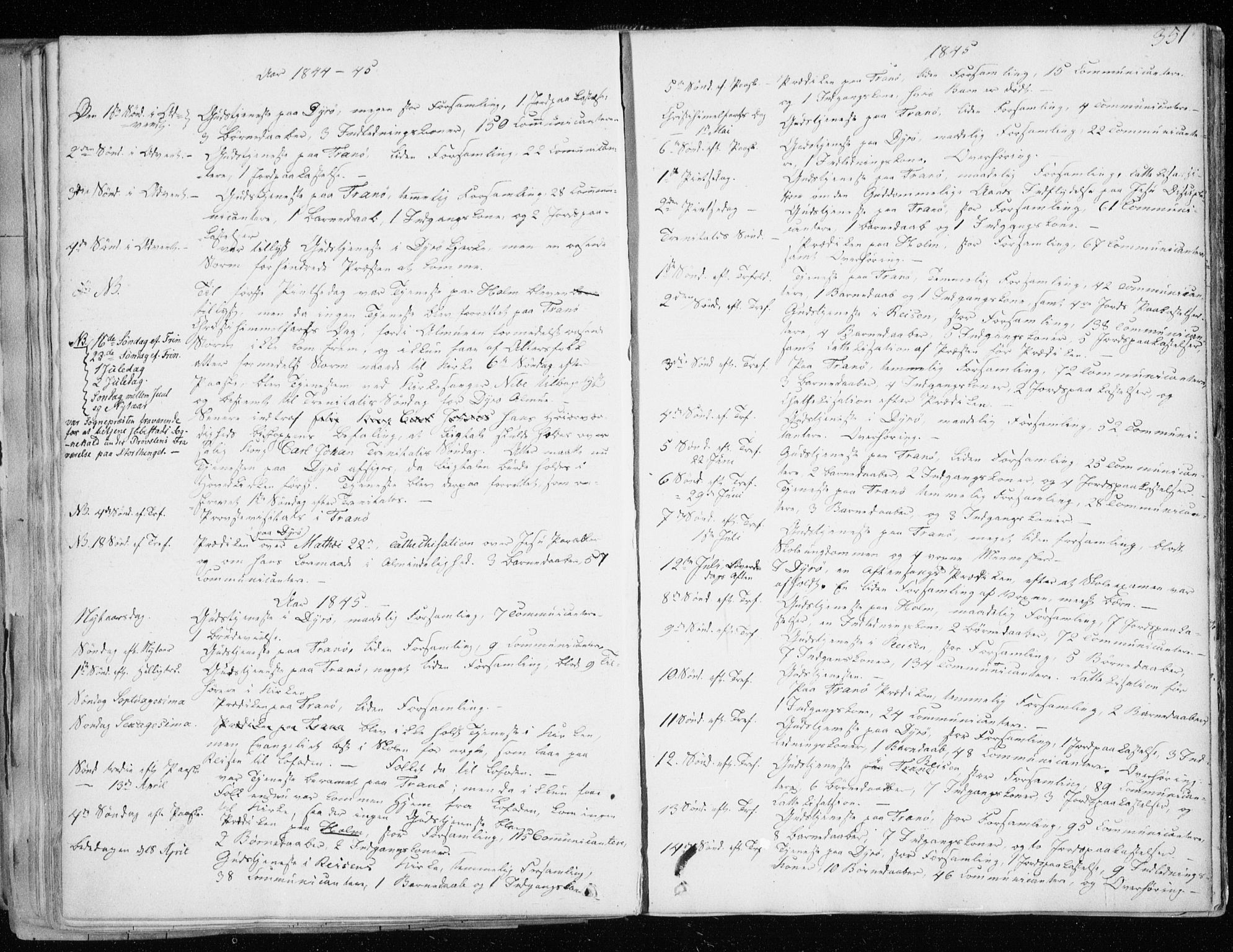 Tranøy sokneprestkontor, AV/SATØ-S-1313/I/Ia/Iaa/L0006kirke: Parish register (official) no. 6, 1844-1855, p. 351