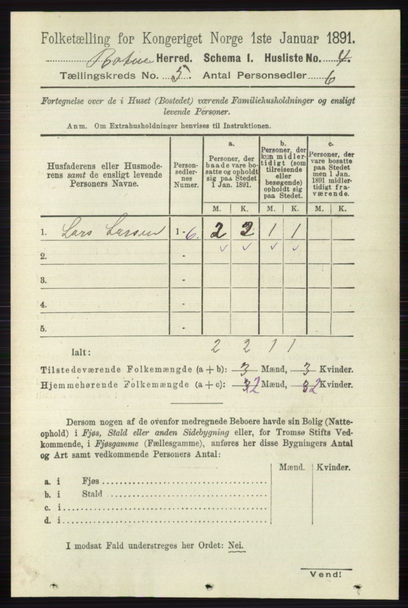 RA, 1891 census for 0715 Botne, 1891, p. 1902