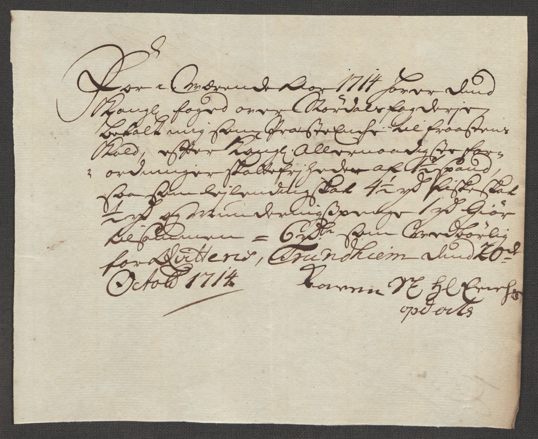 Rentekammeret inntil 1814, Reviderte regnskaper, Fogderegnskap, AV/RA-EA-4092/R62/L4204: Fogderegnskap Stjørdal og Verdal, 1714, p. 264