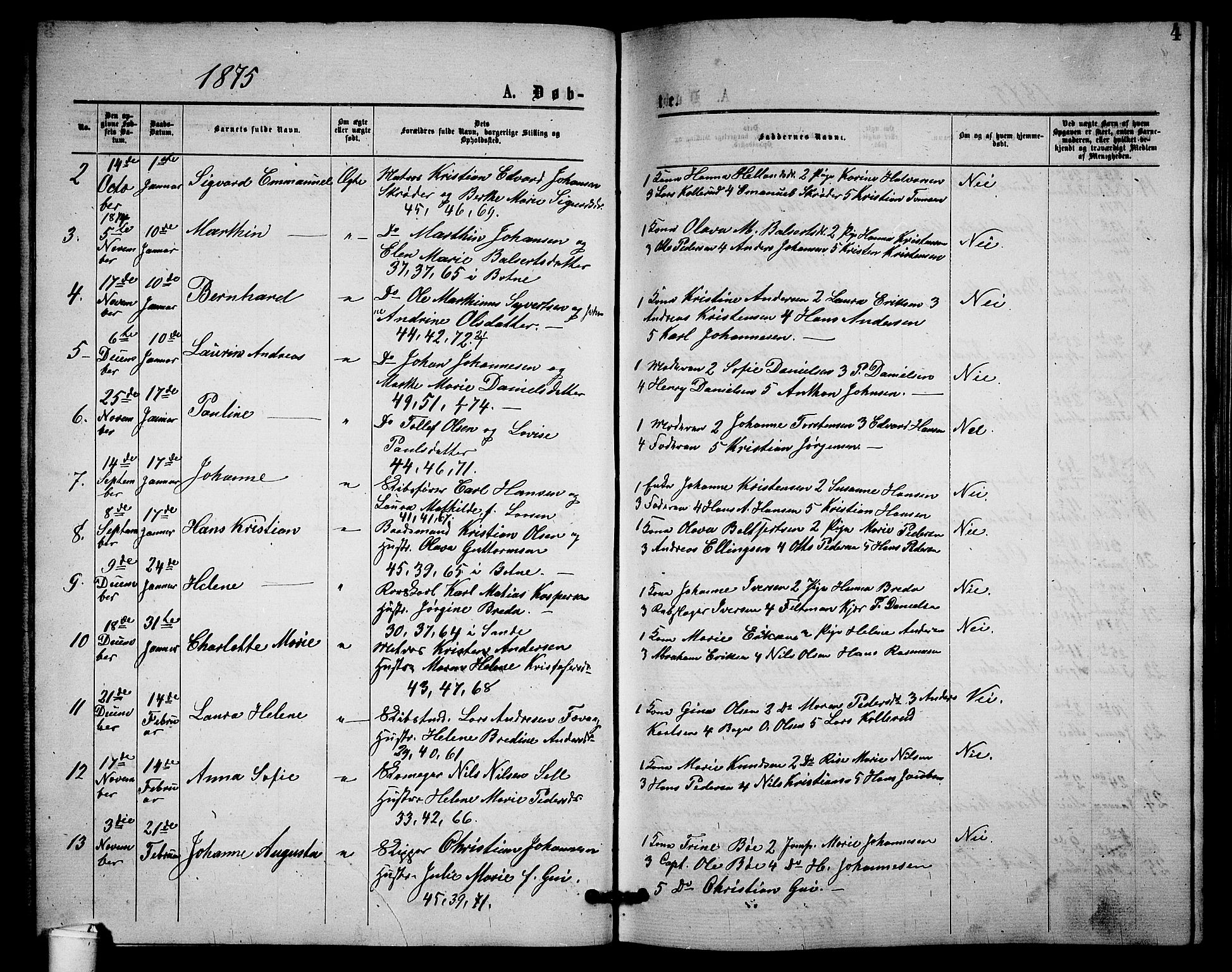 Holmestrand kirkebøker, AV/SAKO-A-346/G/Ga/L0004: Parish register (copy) no. 4, 1874-1888, p. 4