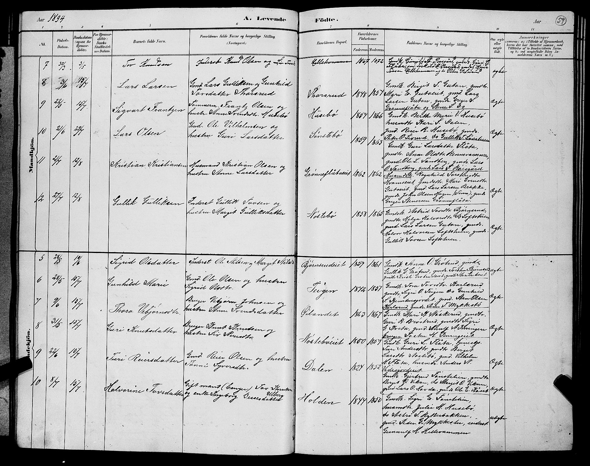 Nore kirkebøker, SAKO/A-238/G/Gb/L0002: Parish register (copy) no. II 2, 1878-1894, p. 59
