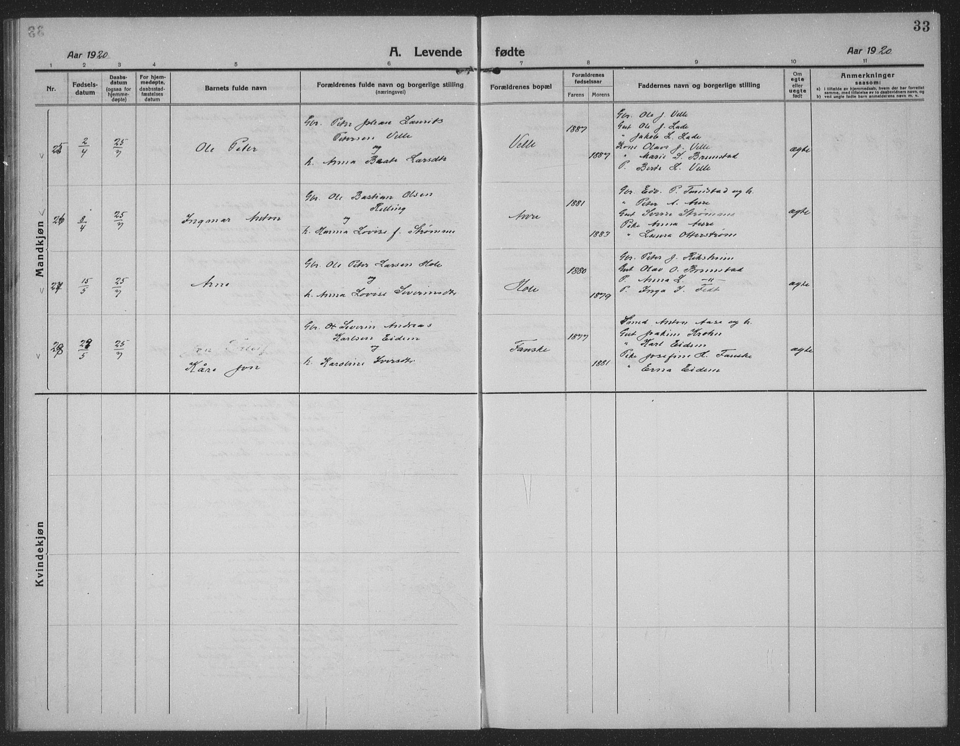 Ministerialprotokoller, klokkerbøker og fødselsregistre - Møre og Romsdal, AV/SAT-A-1454/523/L0342: Parish register (copy) no. 523C05, 1916-1937, p. 33