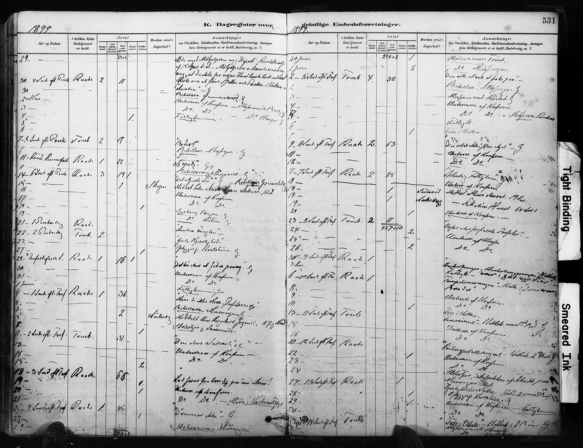 Råde prestekontor kirkebøker, AV/SAO-A-2009/F/Fa/L0007: Parish register (official) no. 7, 1878-1902, p. 531