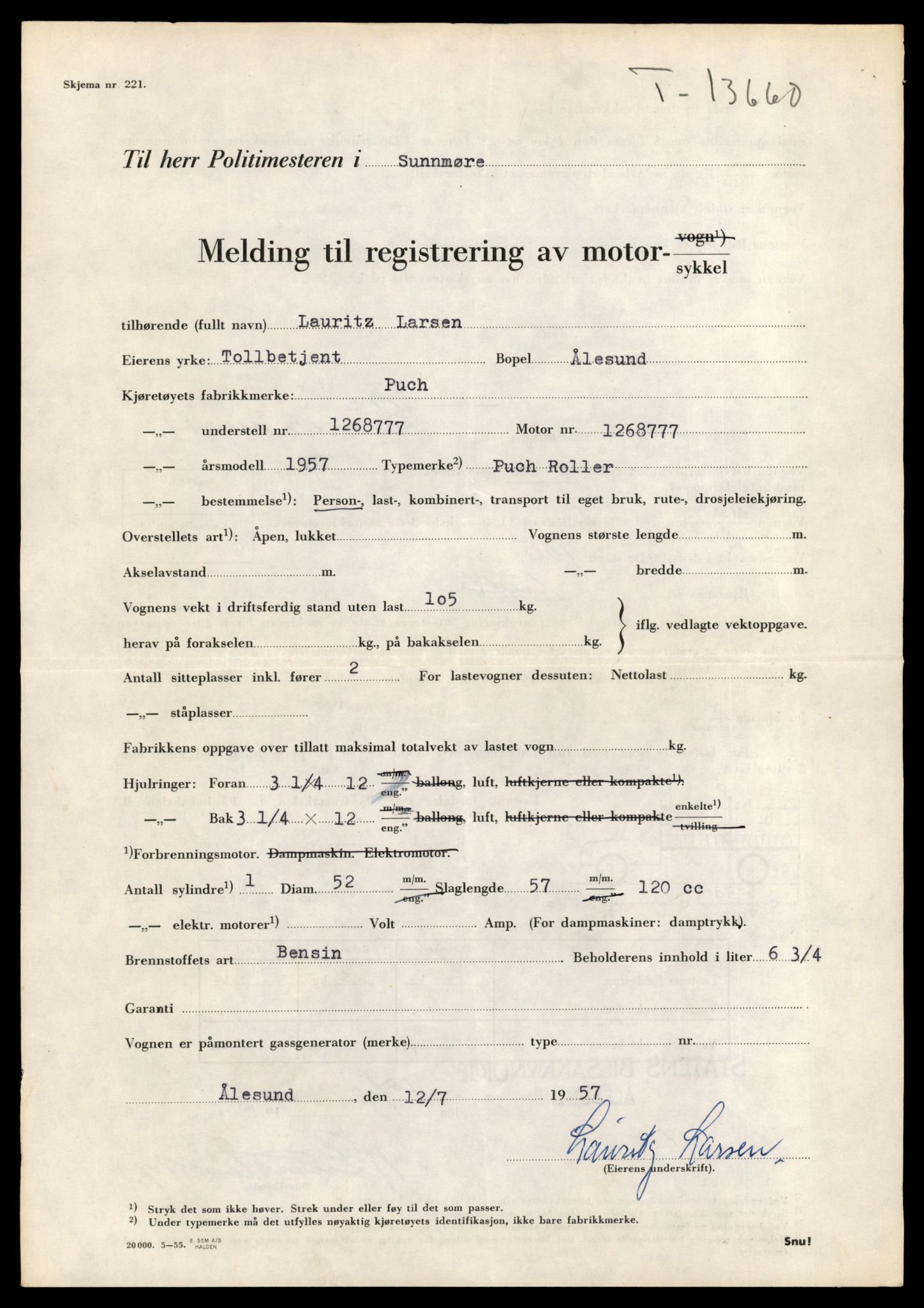 Møre og Romsdal vegkontor - Ålesund trafikkstasjon, AV/SAT-A-4099/F/Fe/L0040: Registreringskort for kjøretøy T 13531 - T 13709, 1927-1998, p. 2299