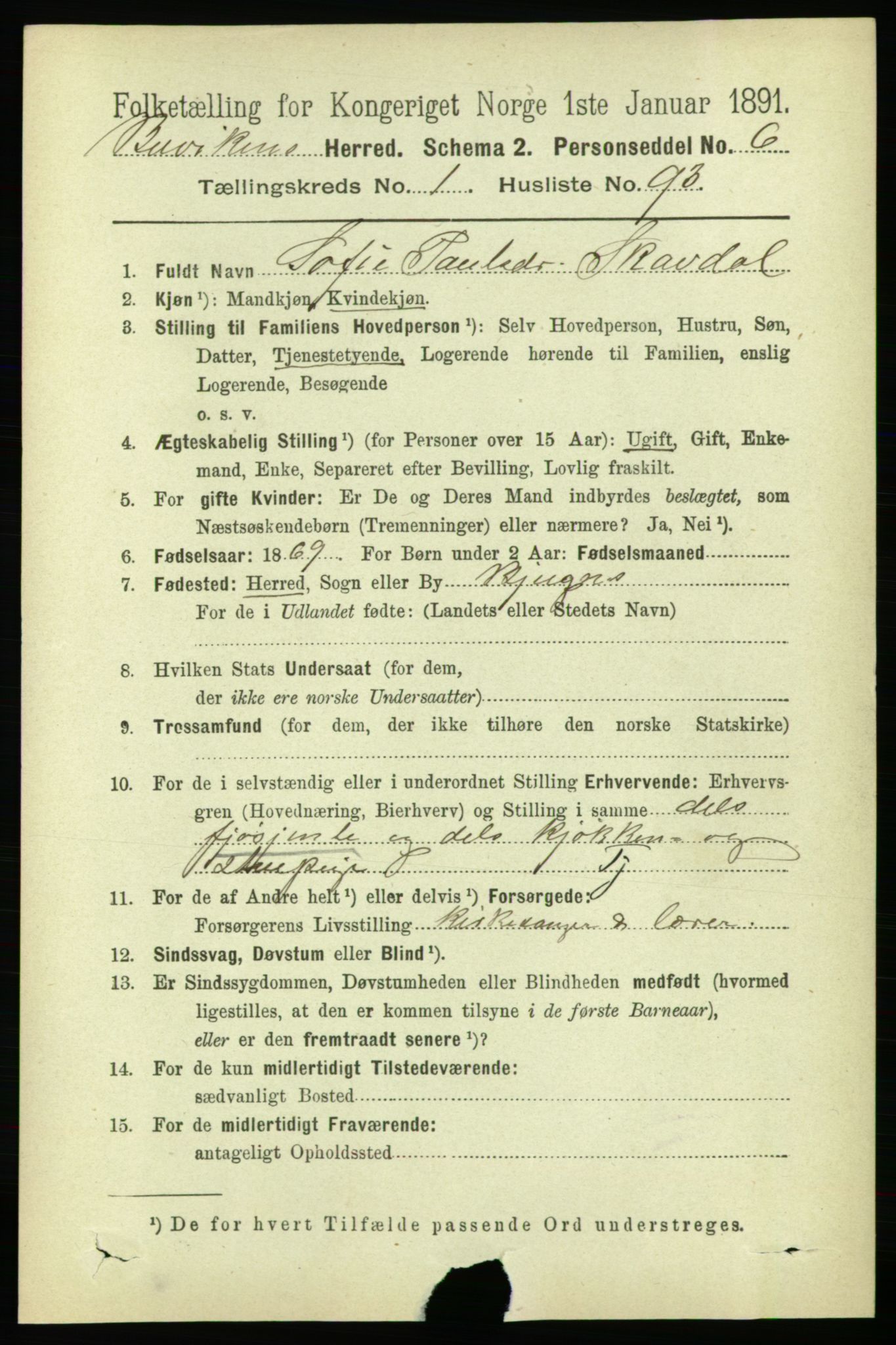 RA, 1891 census for 1656 Buvik, 1891, p. 551