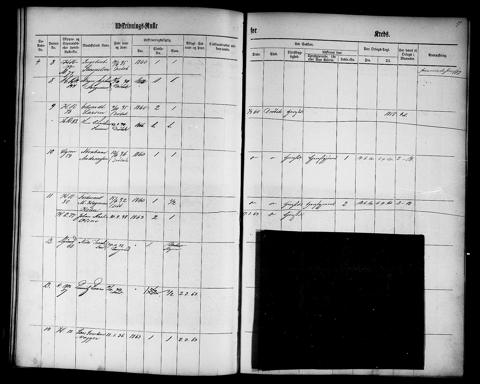 Drøbak mønstringskontor, AV/SAO-A-10569f/F/Fc/Fcc/L0001: Utskrivningsrulle, 1860, p. 16