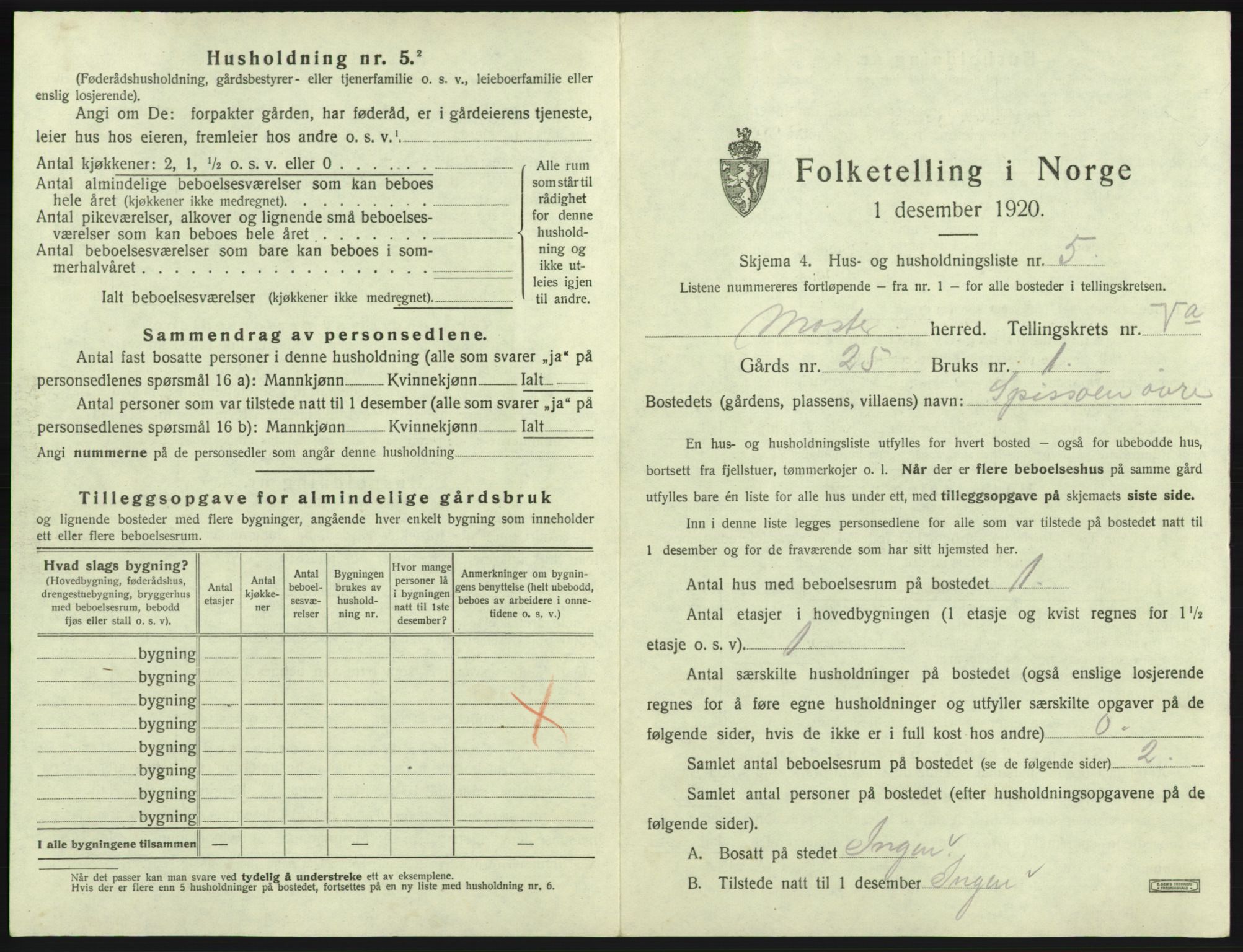 SAB, 1920 census for Moster, 1920, p. 234