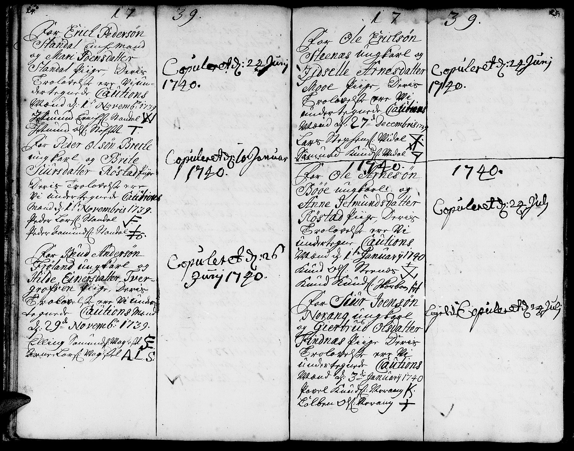 Ministerialprotokoller, klokkerbøker og fødselsregistre - Møre og Romsdal, SAT/A-1454/515/L0205: Parish register (official) no. 515A01, 1733-1764, p. 24-25
