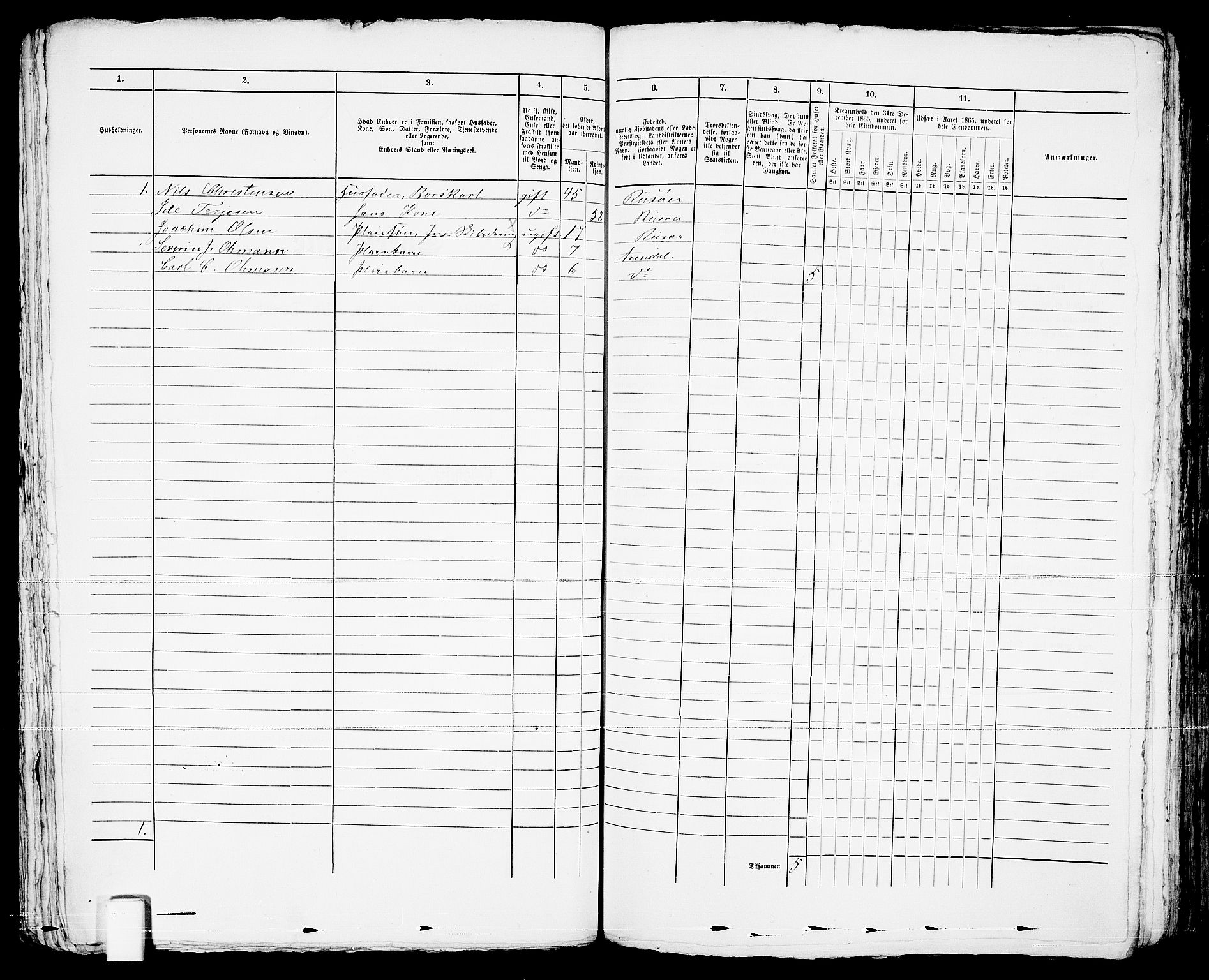 RA, 1865 census for Risør/Risør, 1865, p. 138