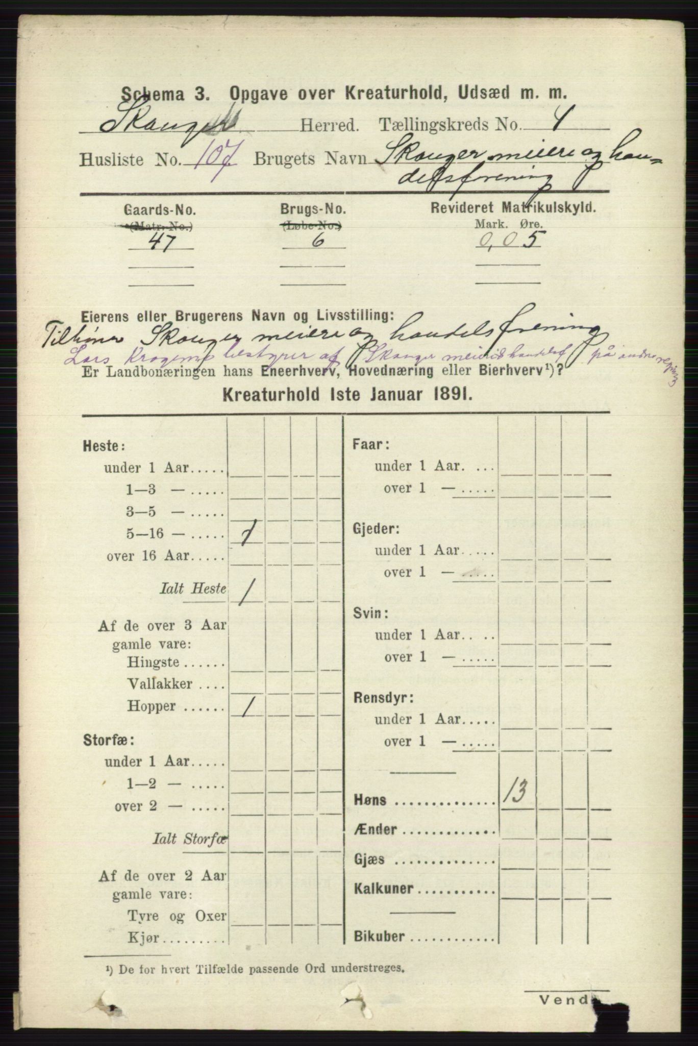 RA, 1891 census for 0712 Skoger, 1891, p. 4981