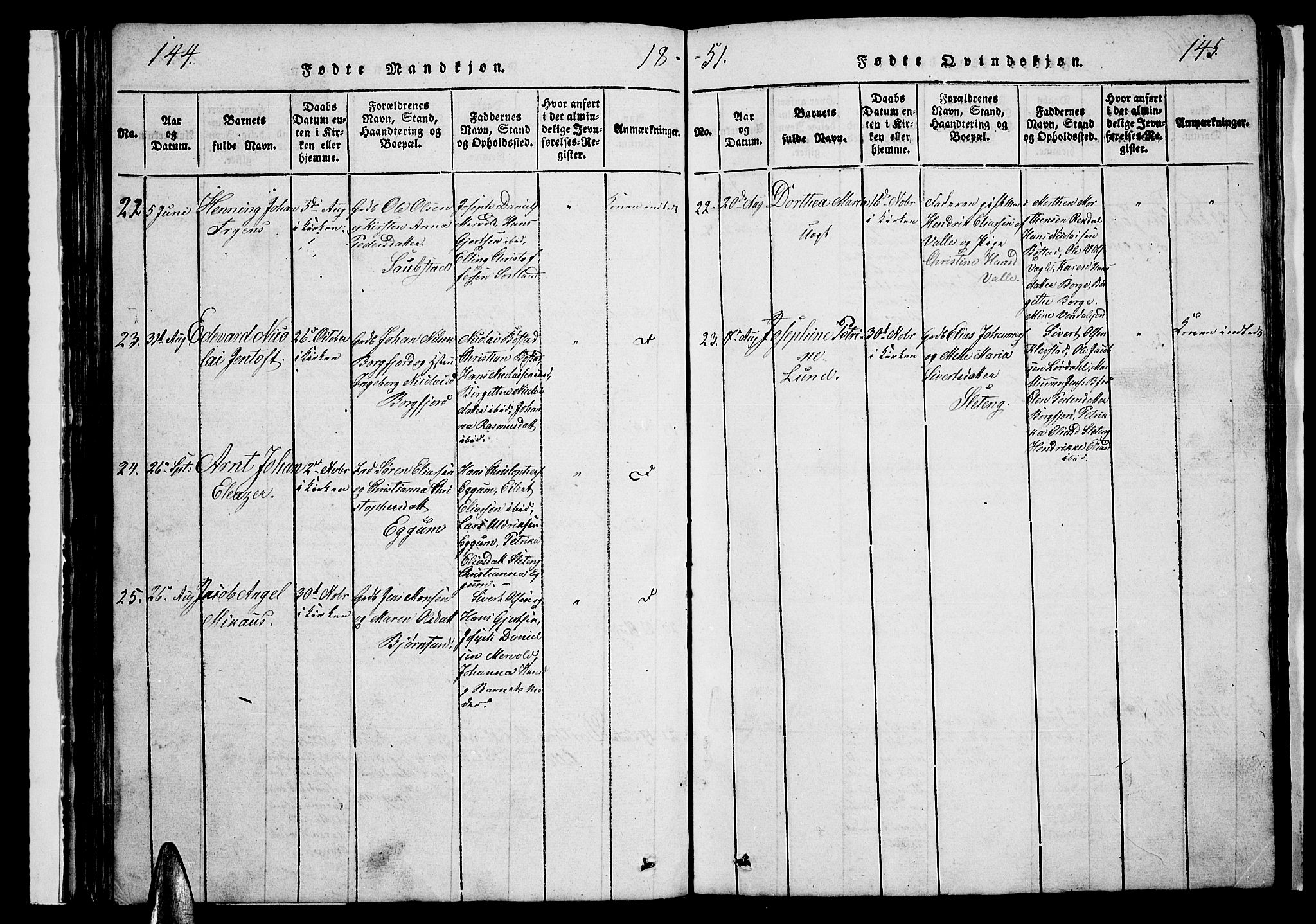 Ministerialprotokoller, klokkerbøker og fødselsregistre - Nordland, SAT/A-1459/880/L1139: Parish register (copy) no. 880C01, 1836-1857, p. 144-145