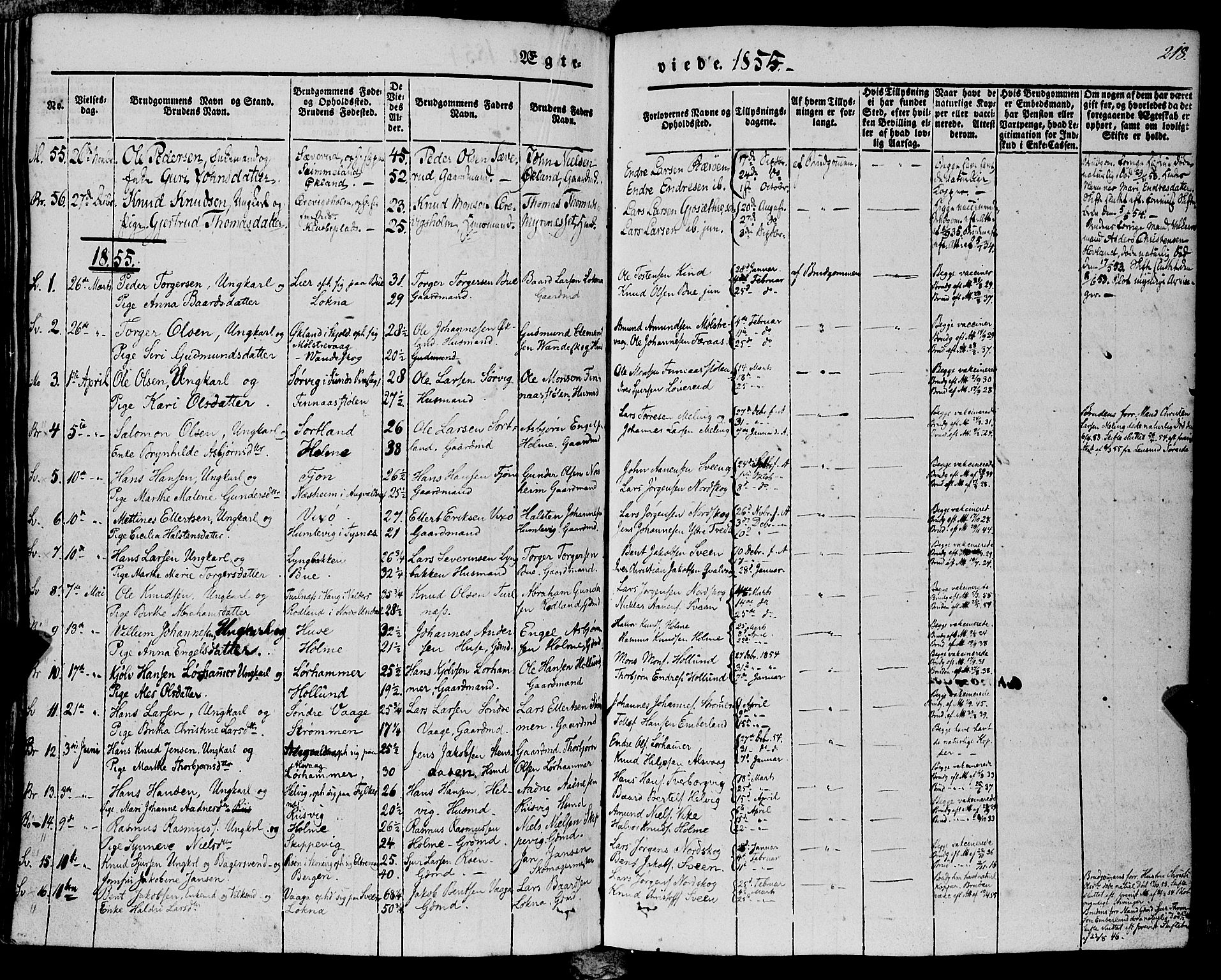 Finnås sokneprestembete, SAB/A-99925/H/Ha/Haa/Haaa/L0007: Parish register (official) no. A 7, 1850-1862, p. 218