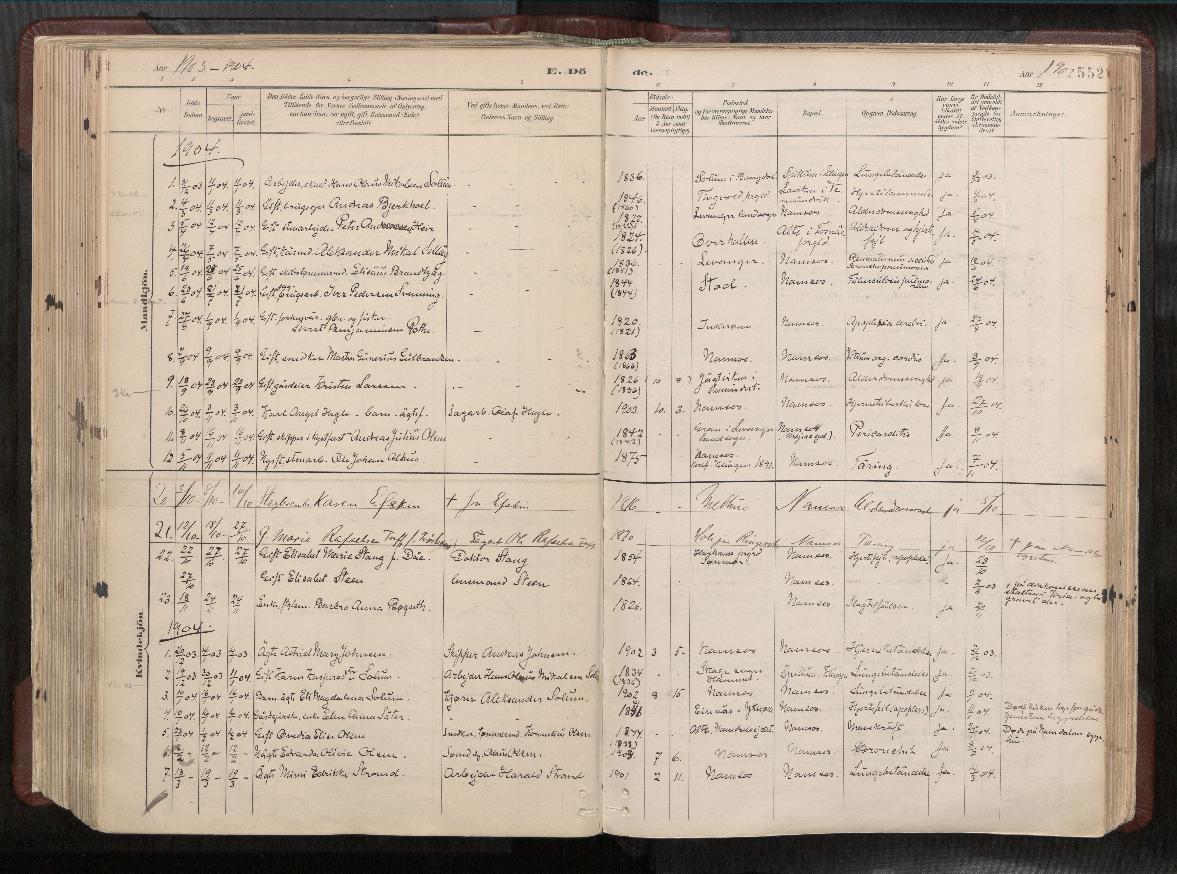 Ministerialprotokoller, klokkerbøker og fødselsregistre - Nord-Trøndelag, SAT/A-1458/768/L0579a: Parish register (official) no. 768A14, 1887-1931, p. 552