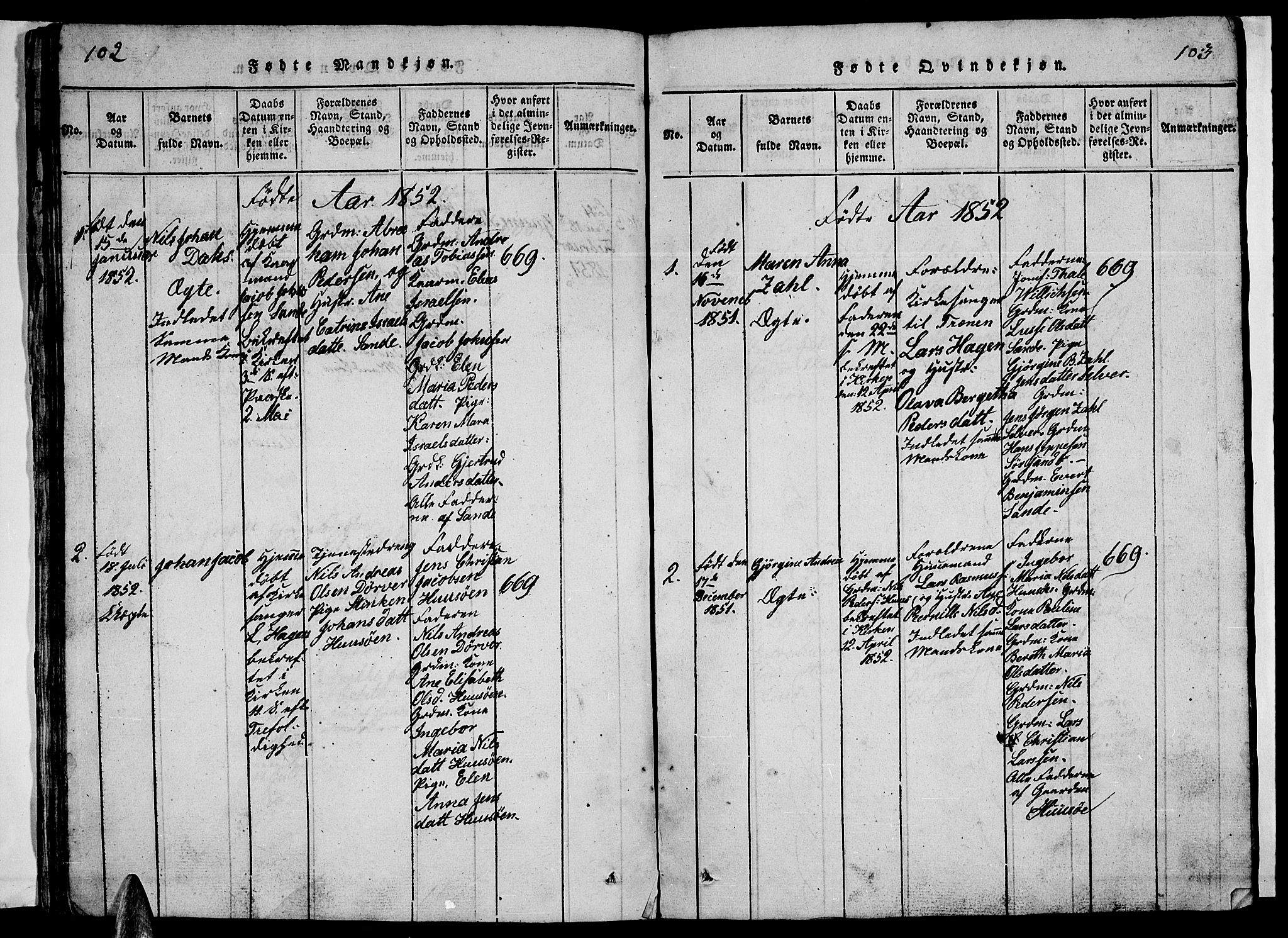 Ministerialprotokoller, klokkerbøker og fødselsregistre - Nordland, SAT/A-1459/840/L0581: Parish register (copy) no. 840C01, 1820-1873, p. 102-103