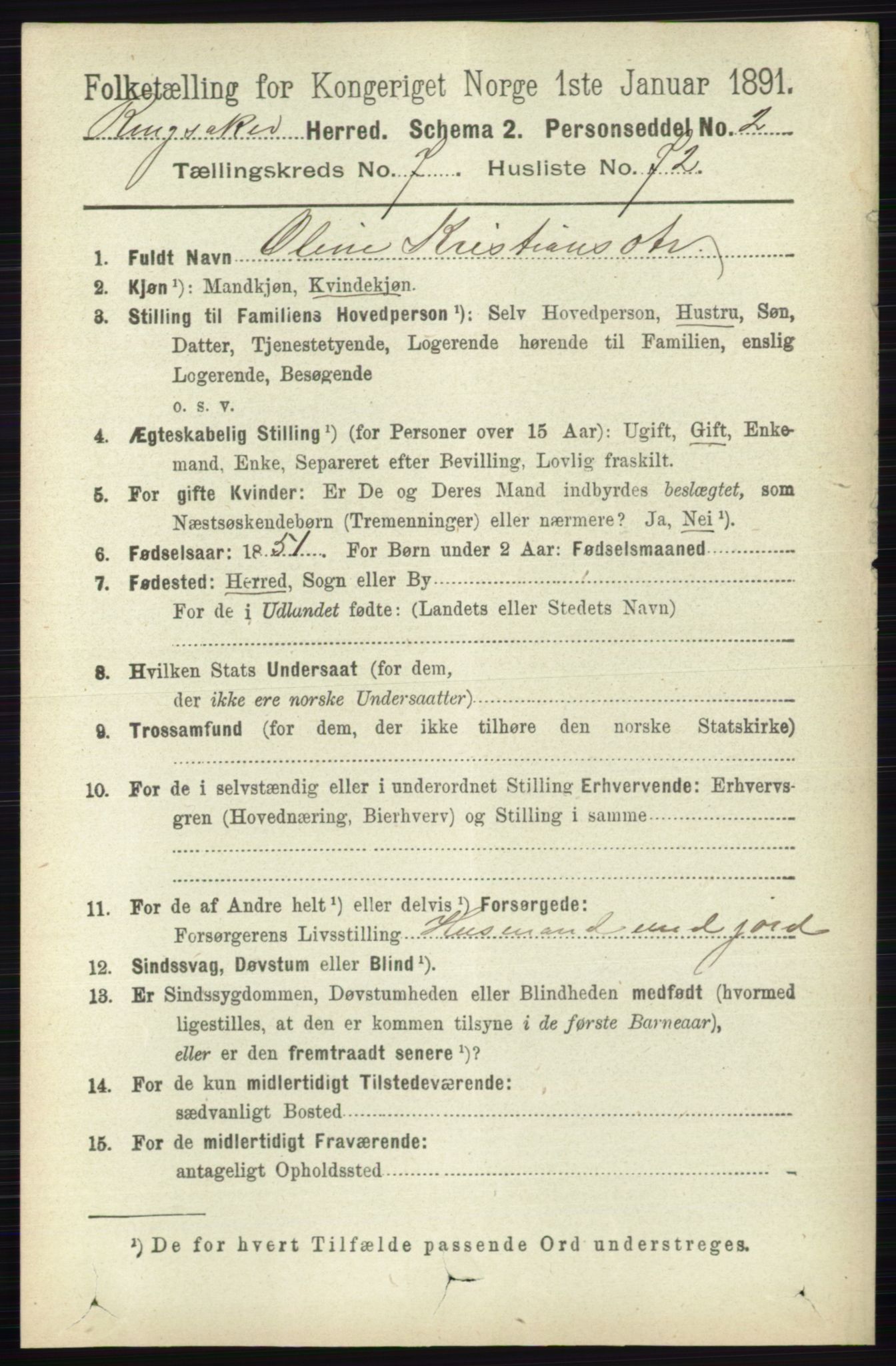 RA, 1891 census for 0412 Ringsaker, 1891, p. 4366