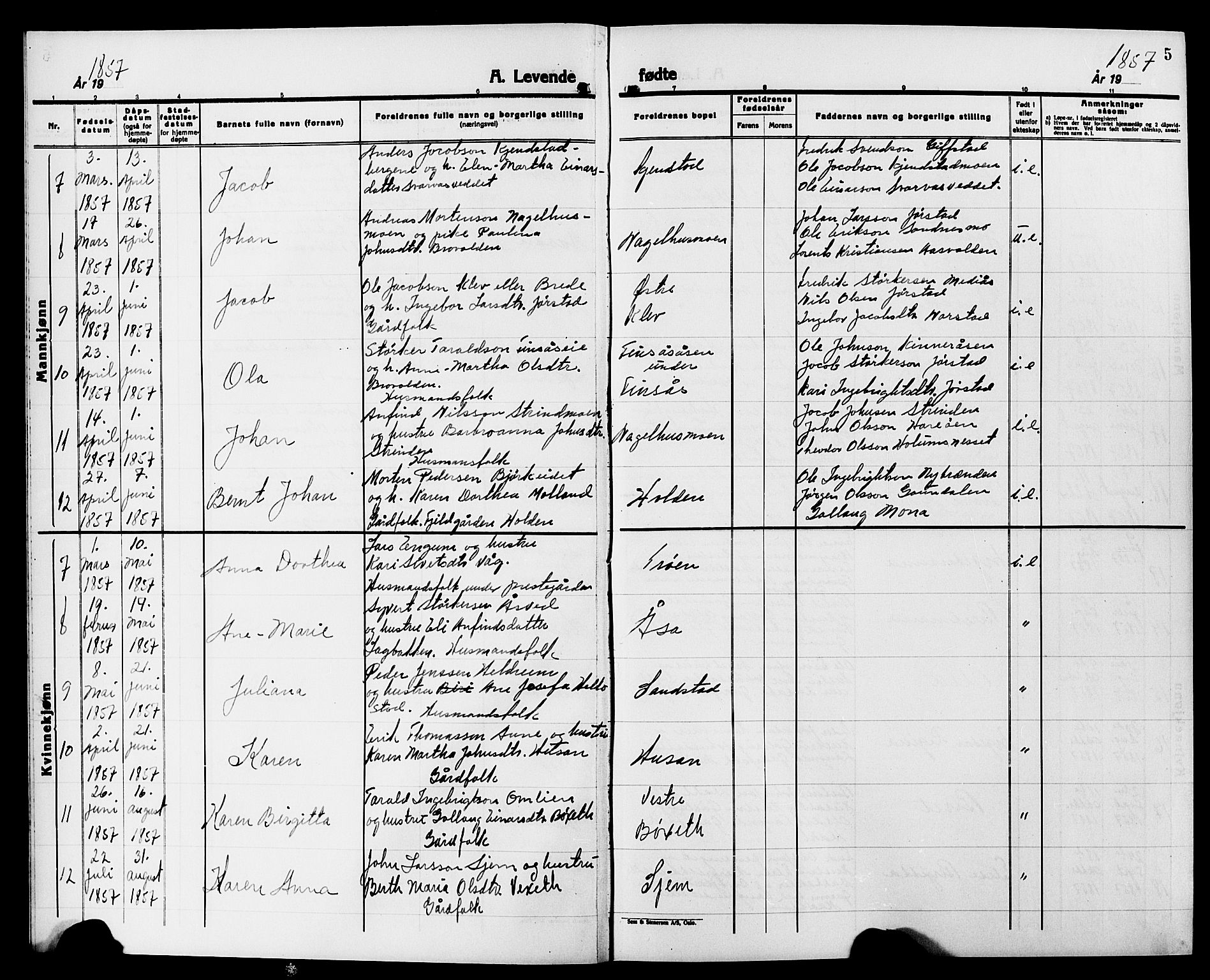 Ministerialprotokoller, klokkerbøker og fødselsregistre - Nord-Trøndelag, SAT/A-1458/749/L0485: Parish register (official) no. 749D01, 1857-1872, p. 5