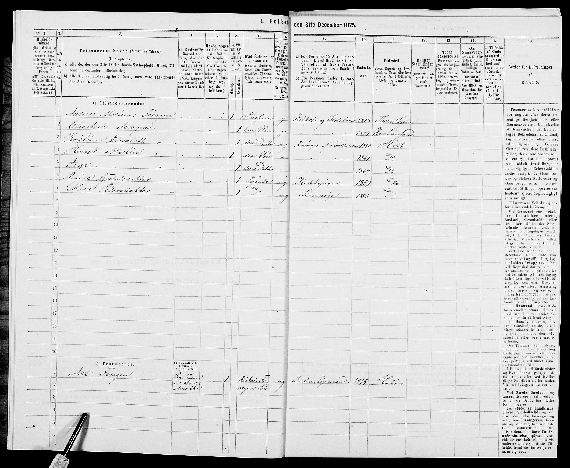 SAK, 1875 census for 0914L Holt/Holt, 1875, p. 52