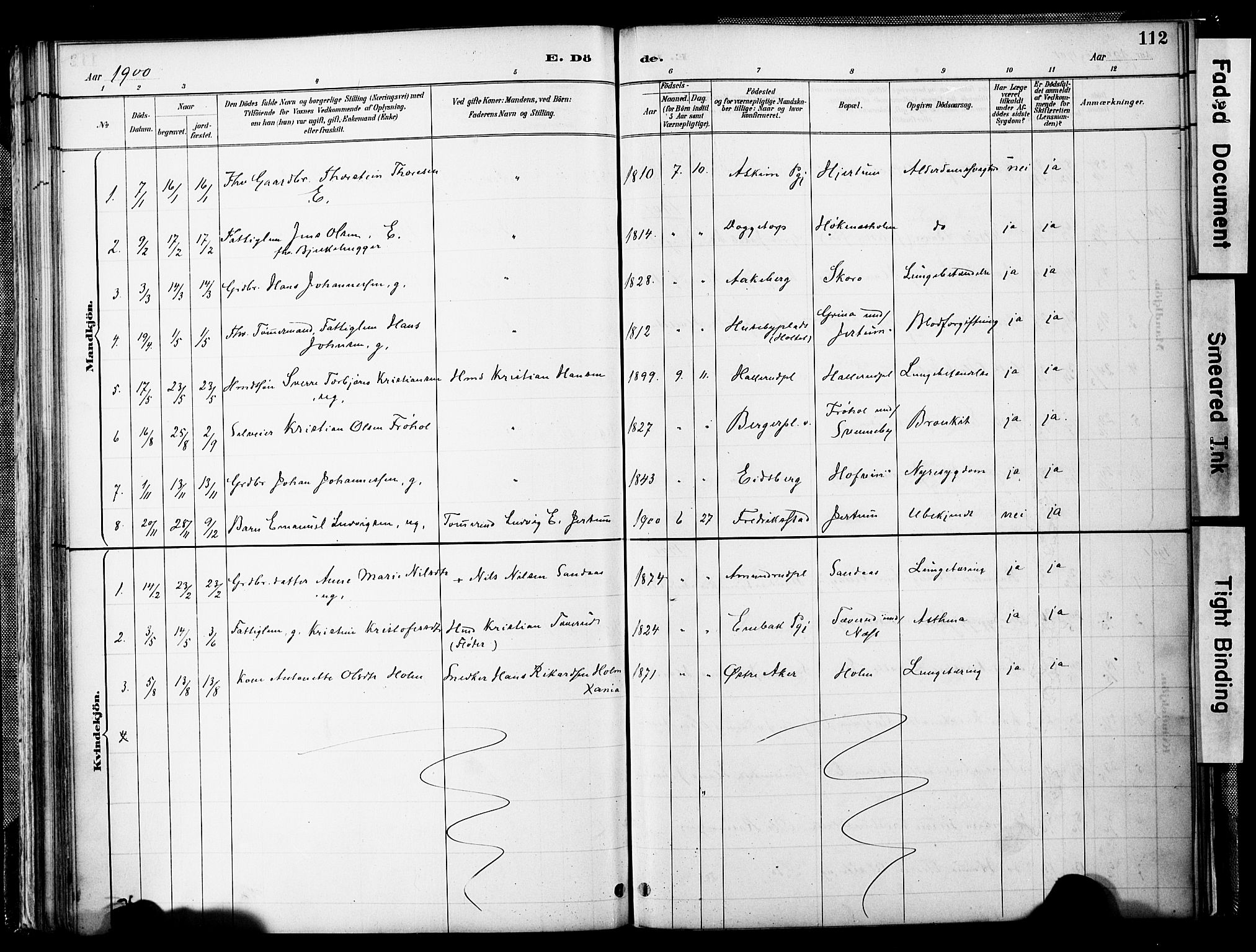 Spydeberg prestekontor Kirkebøker, SAO/A-10924/F/Fb/L0001: Parish register (official) no. II 1, 1886-1907, p. 112