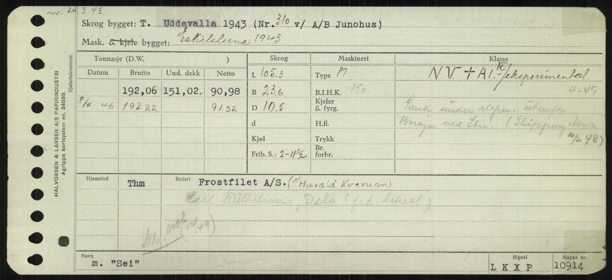 Sjøfartsdirektoratet med forløpere, Skipsmålingen, RA/S-1627/H/Ha/L0005/0001: Fartøy, S-Sven / Fartøy, S-Skji, p. 253