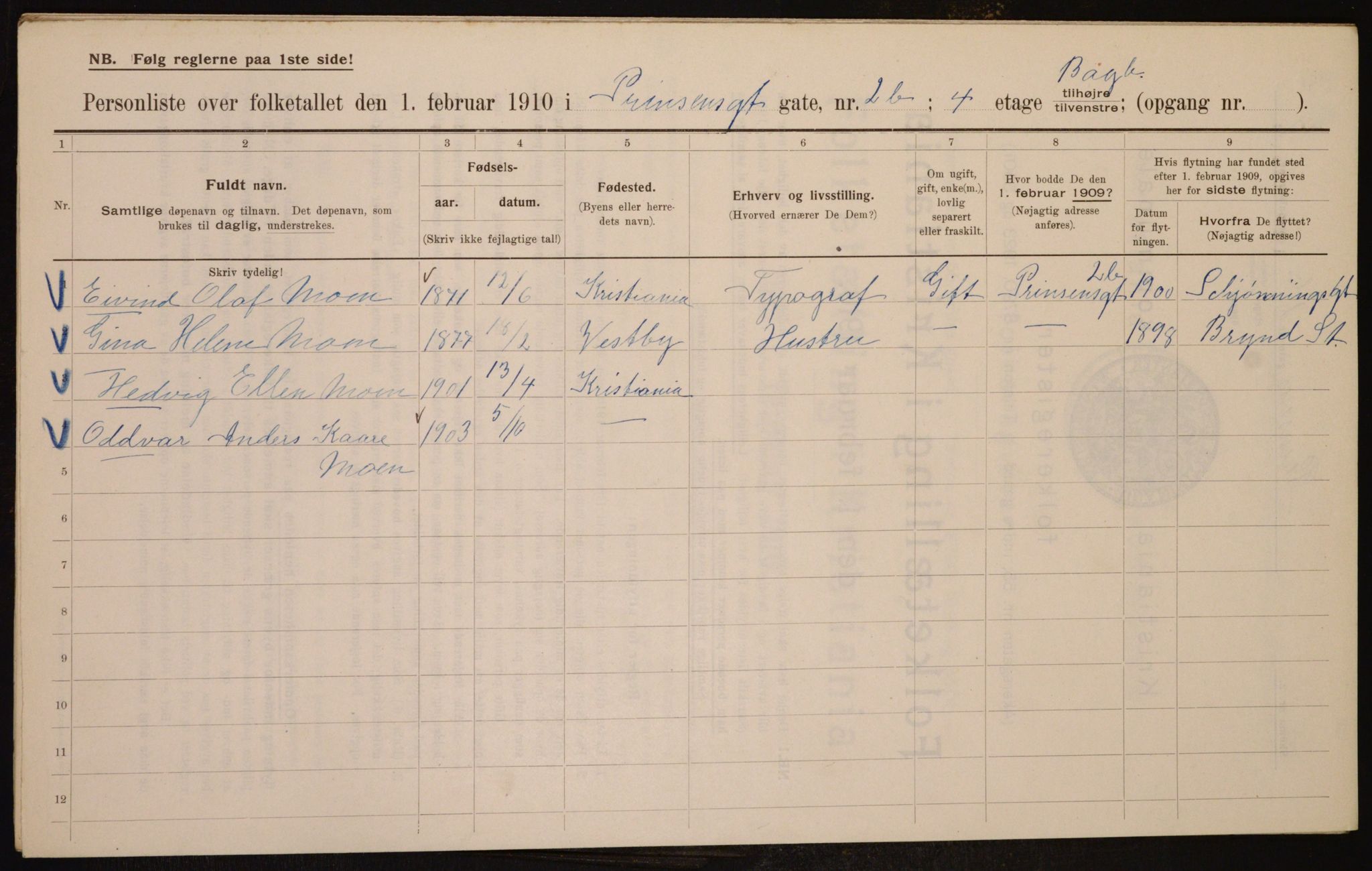 OBA, Municipal Census 1910 for Kristiania, 1910, p. 77665