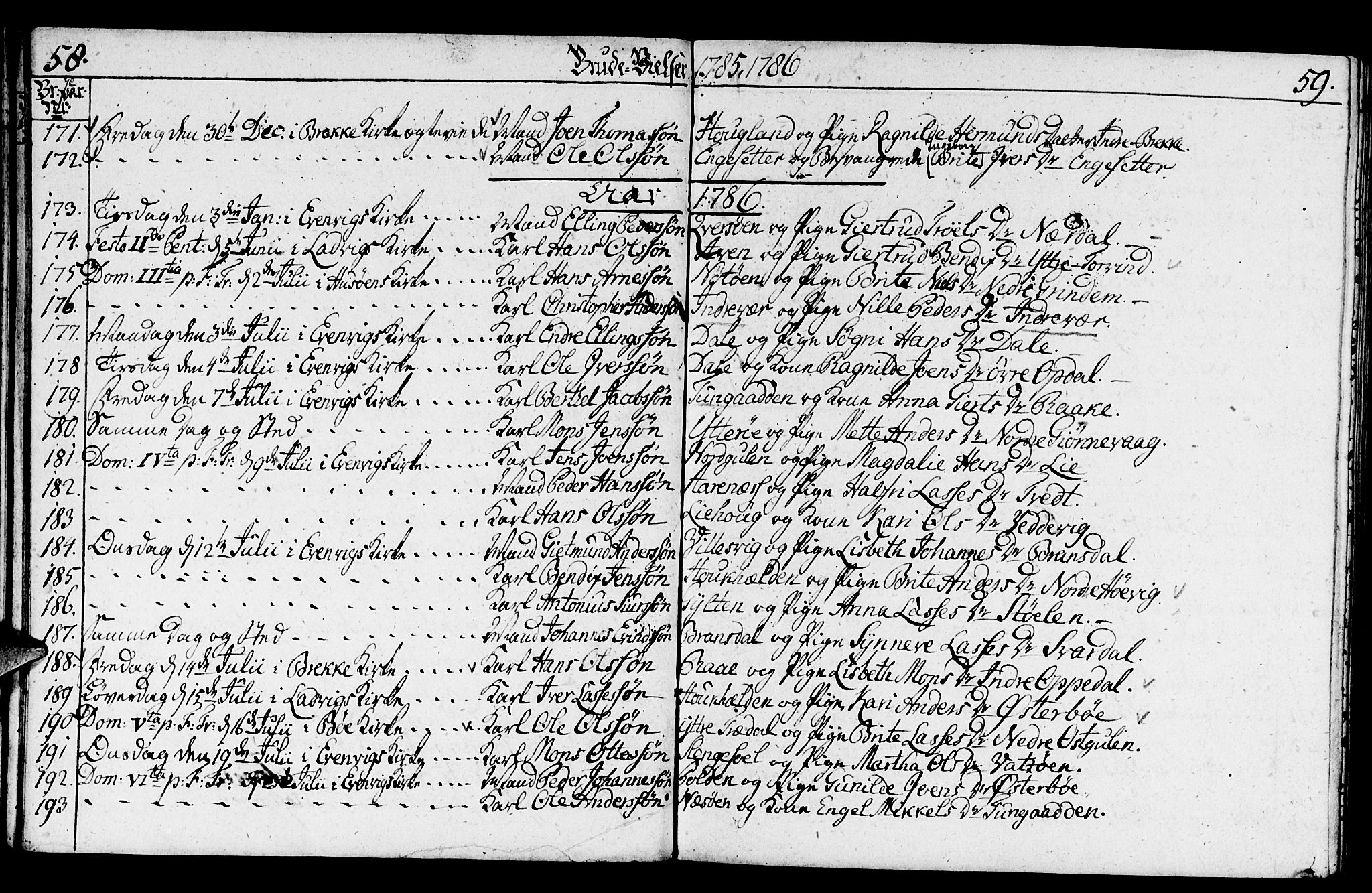 Gulen sokneprestembete, SAB/A-80201/H/Haa/Haaa/L0014: Parish register (official) no. A 14, 1779-1788, p. 58-59