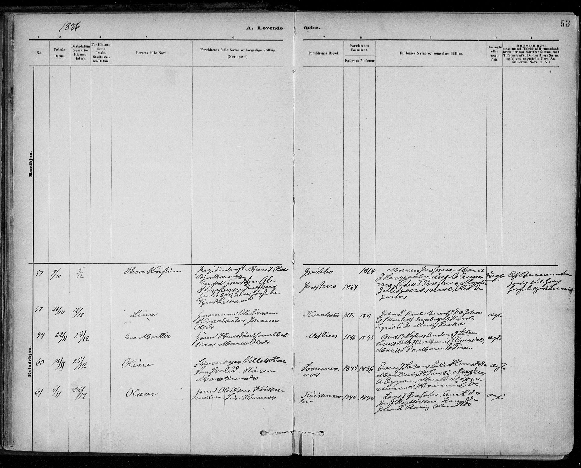 Ministerialprotokoller, klokkerbøker og fødselsregistre - Sør-Trøndelag, SAT/A-1456/668/L0809: Parish register (official) no. 668A09, 1881-1895, p. 53