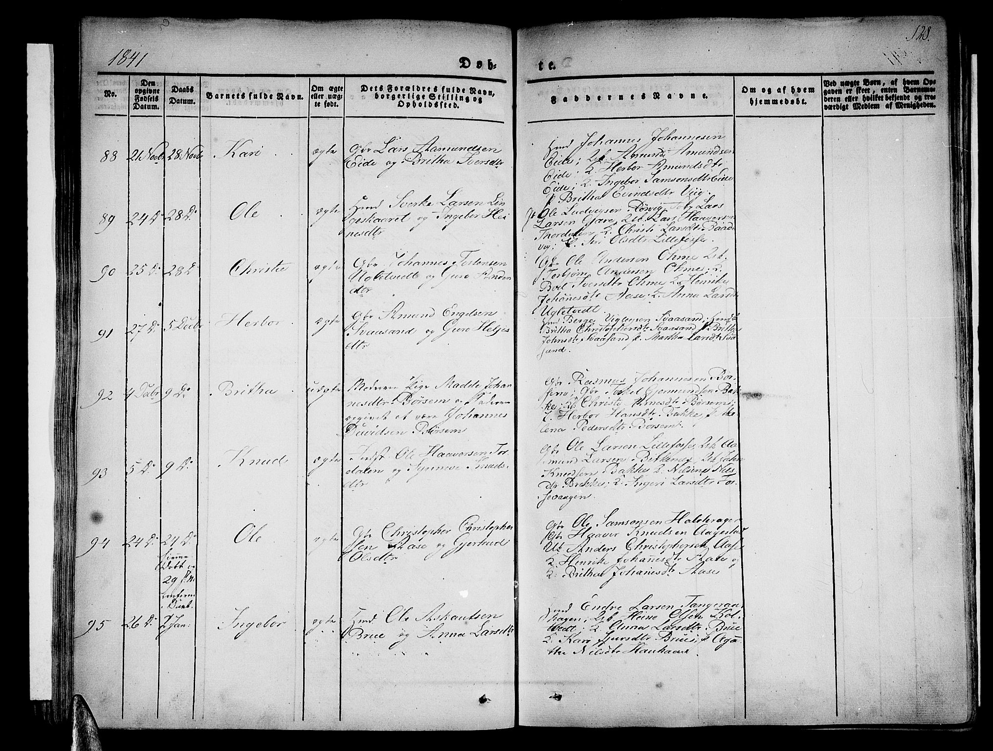 Strandebarm sokneprestembete, AV/SAB-A-78401/H/Haa: Parish register (official) no. A 6, 1826-1843, p. 128