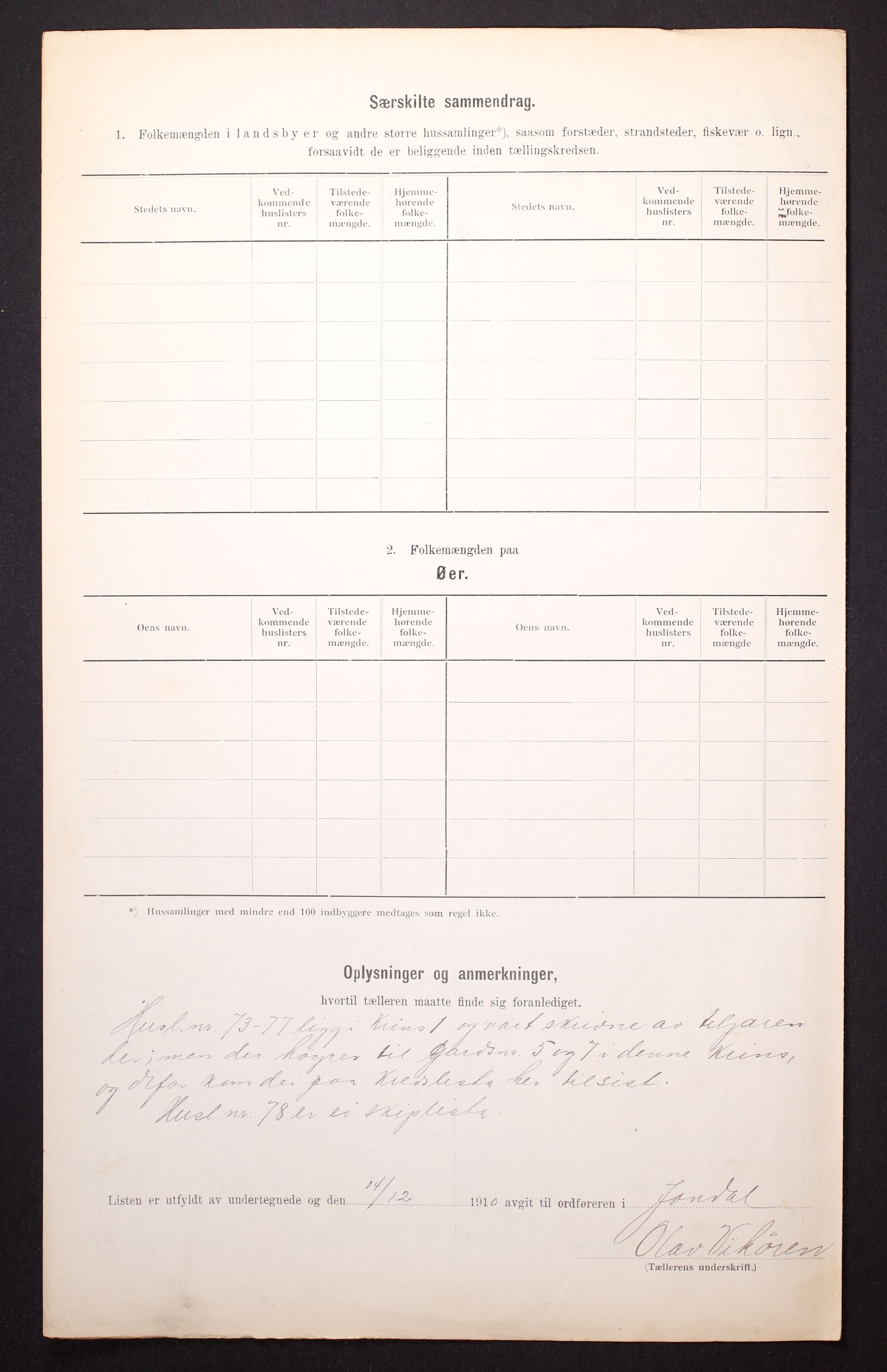 RA, 1910 census for Jondal, 1910, p. 9